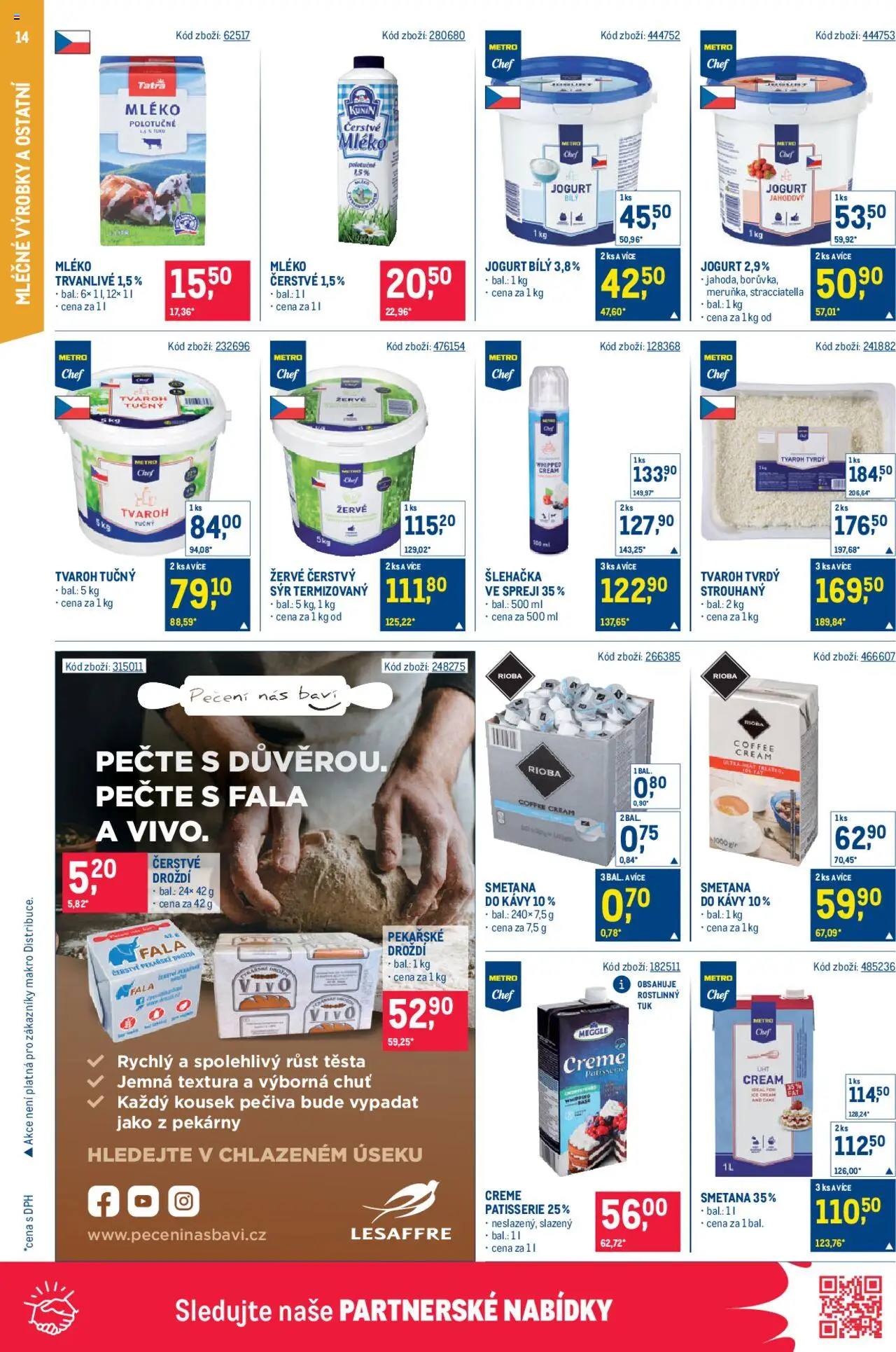 Makro leták - Gastronomie od 18.06.2025 | Strana: 14 | Produkty: Mléko, Šlehačka ve spreji, Žervé, Droždí