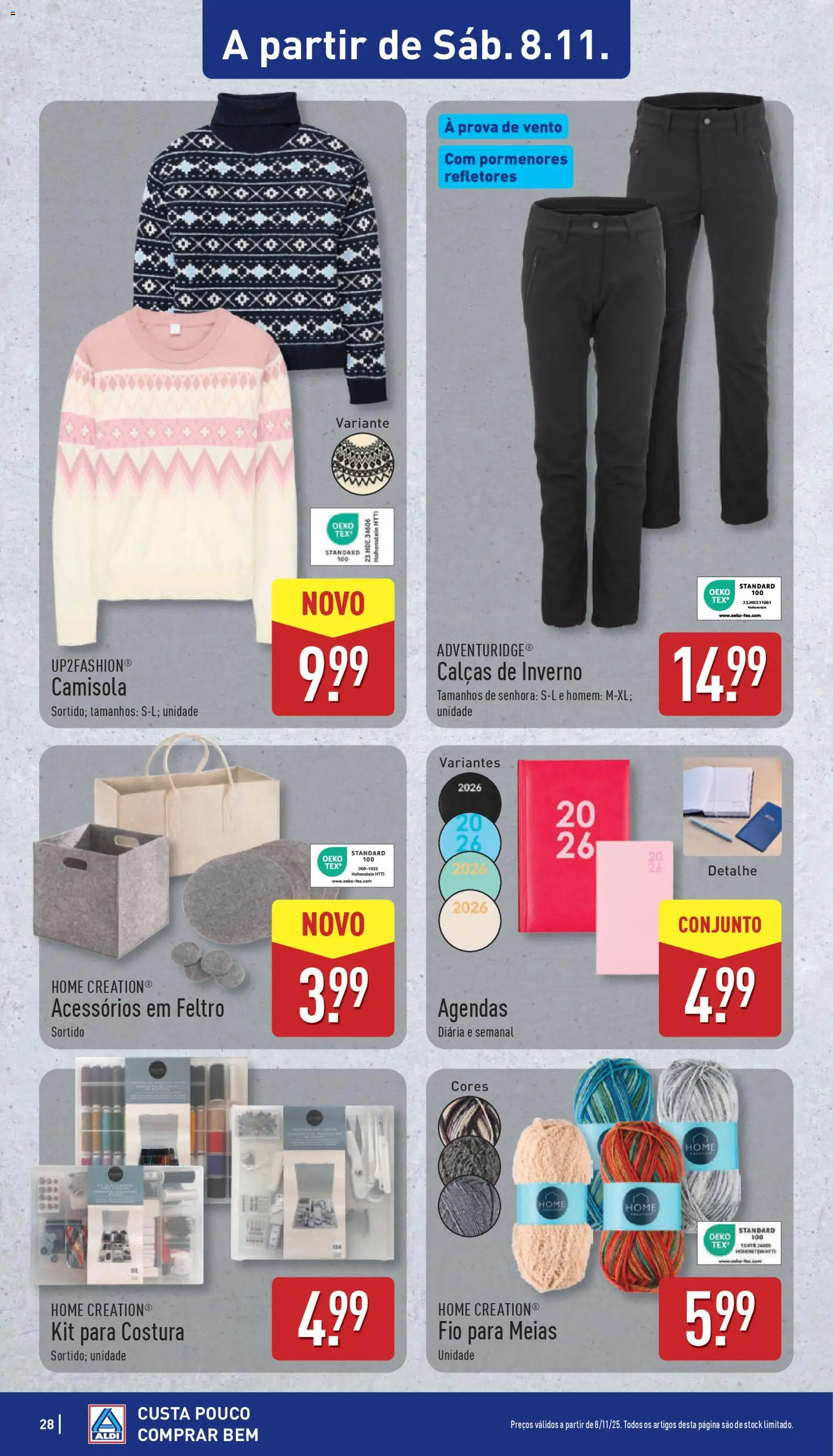 Aldi folheto │ válido de 03.11.2025 | Página: 28 | Produtos: Calças, Camisola, Meias
