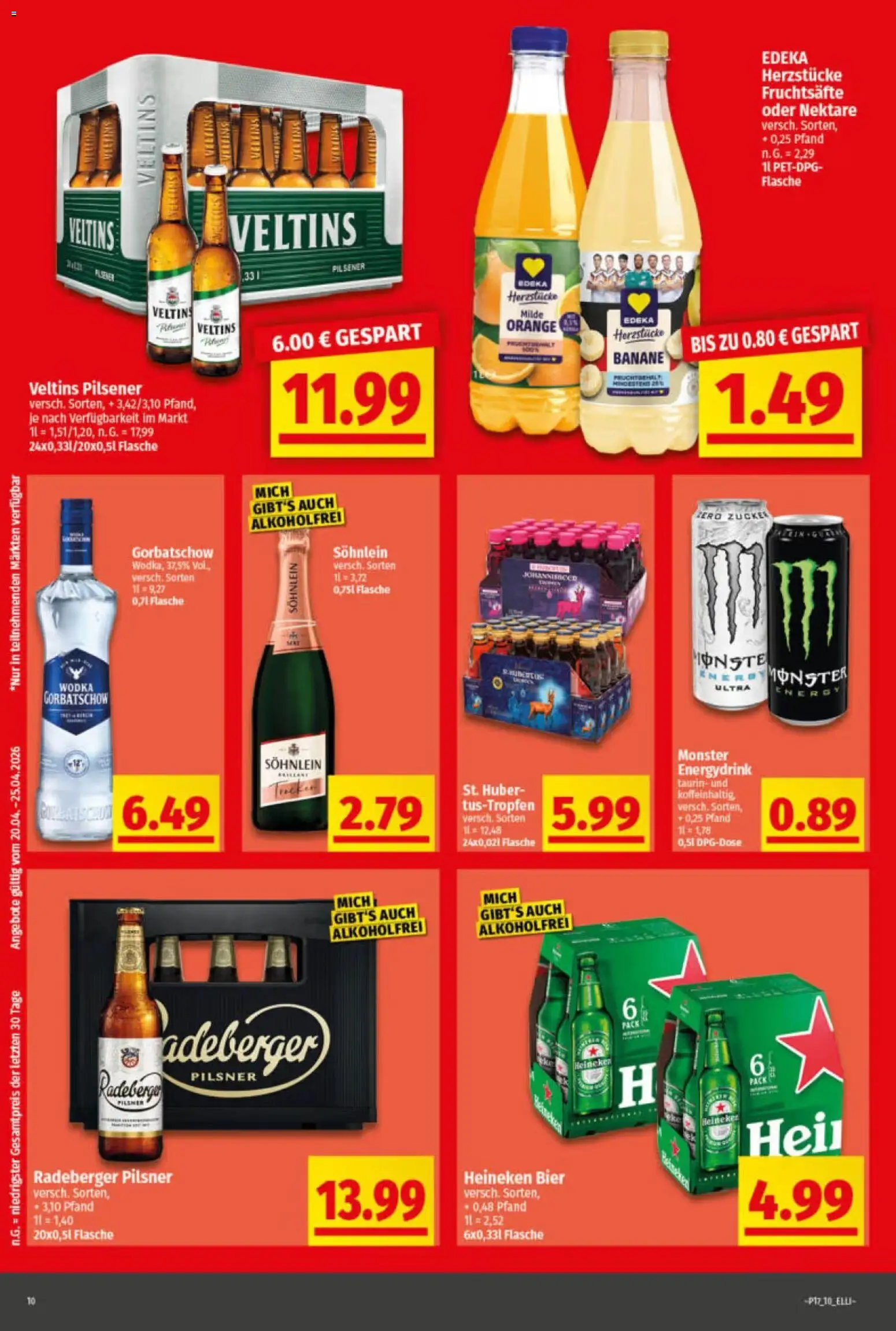 Elli Markt Prospekt Greffen – gültig ab 20.04.2026 | Seite: 10 | Produkte: Heineken, Monster, Zucker, Radeberger pilsner