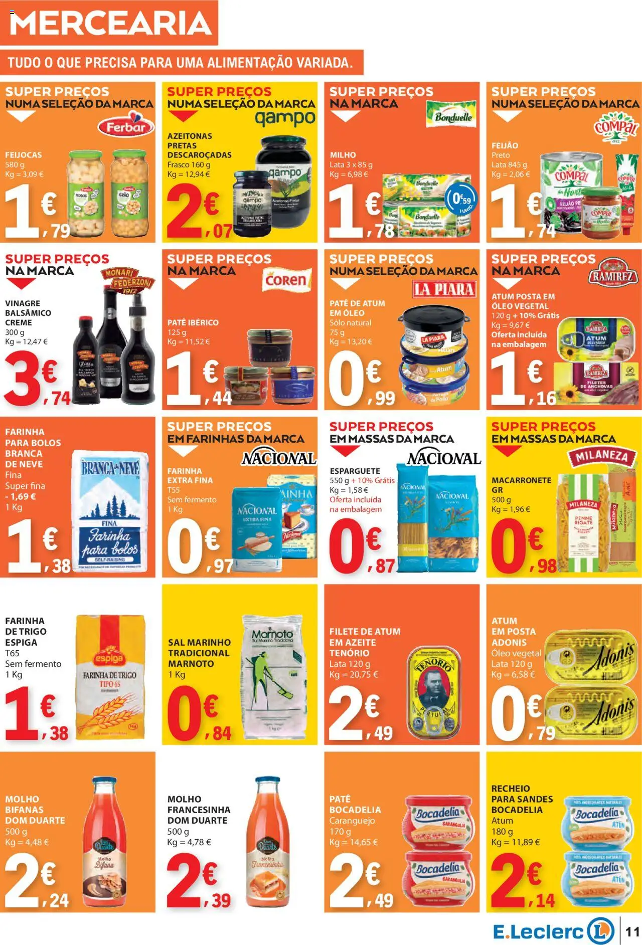 E.Leclerc folheto │ válido de 18.09.2025 | Página: 11 | Produtos: Anchovas, Milaneza, Caranguejo, Milho