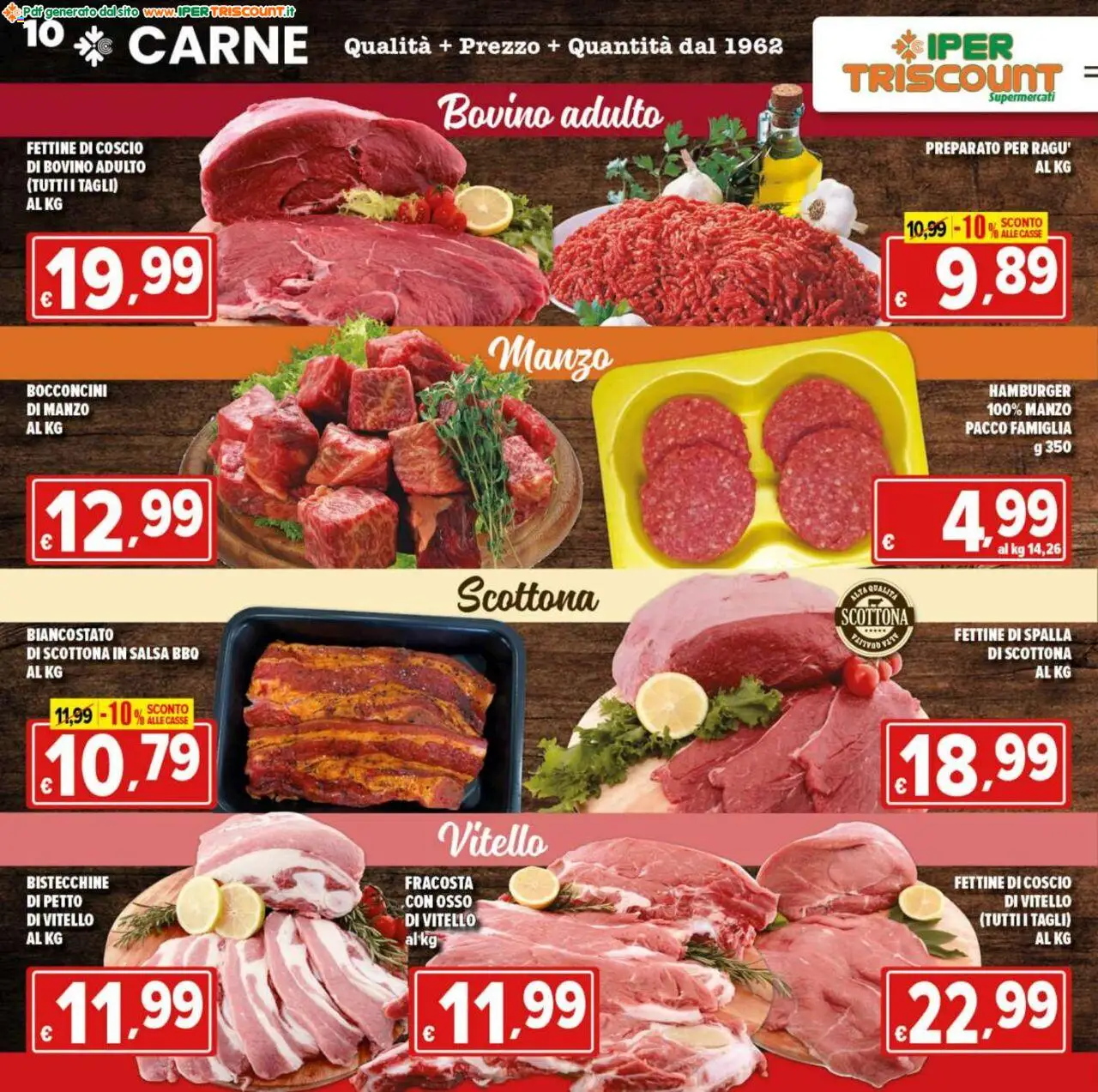 Volantino Ipertriscount del 17.09.2025 | Pagina: 10 | Prodotti: Bovino, Manzo, Vitello, Hamburger