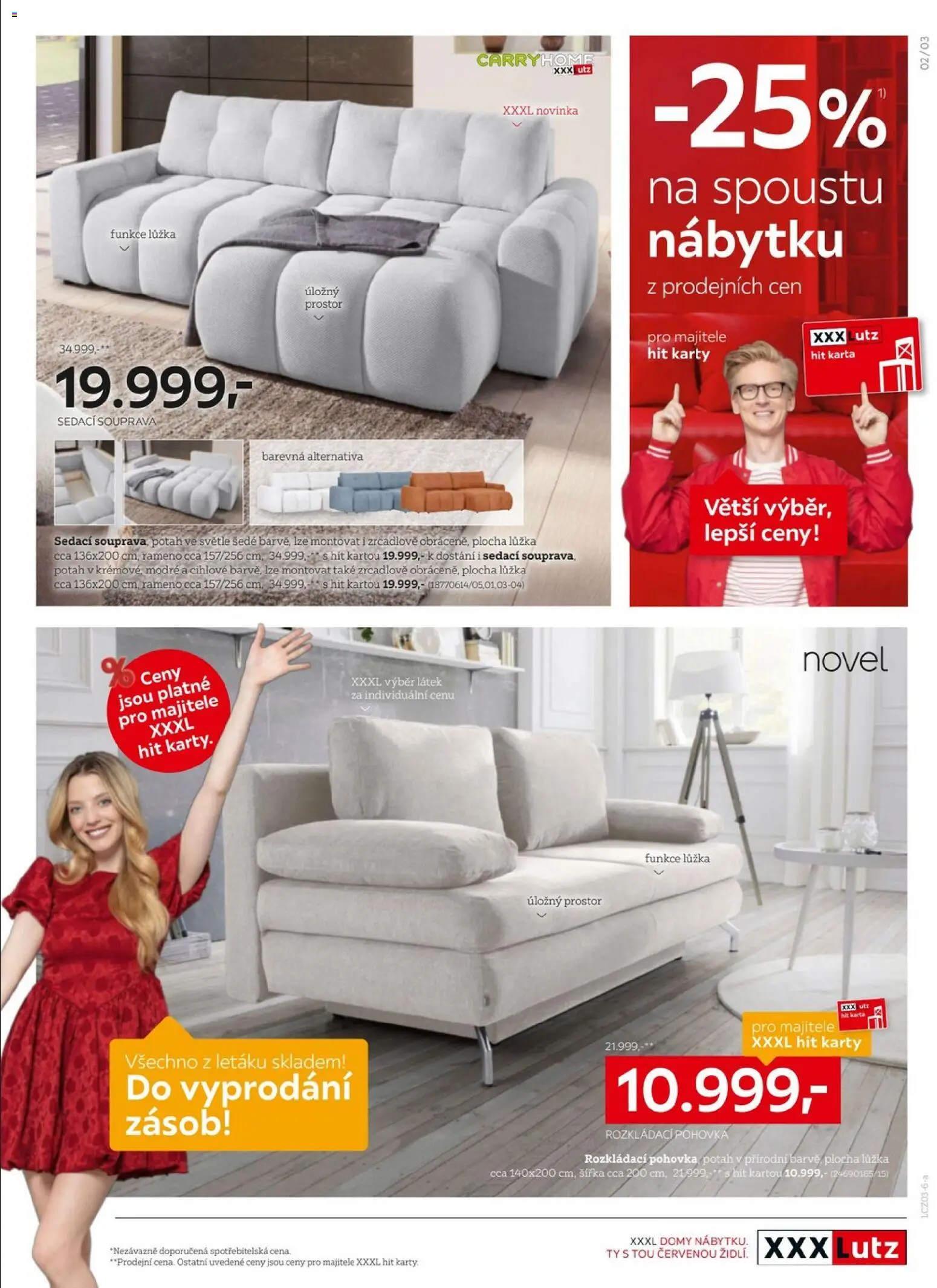 XXXLutz leták - Sleva 25 % na téměř vše od 09.03.2026 | Strana: 3 | Produkty: Sedací souprava, Rozkládací pohovka, Pohovka, Karty