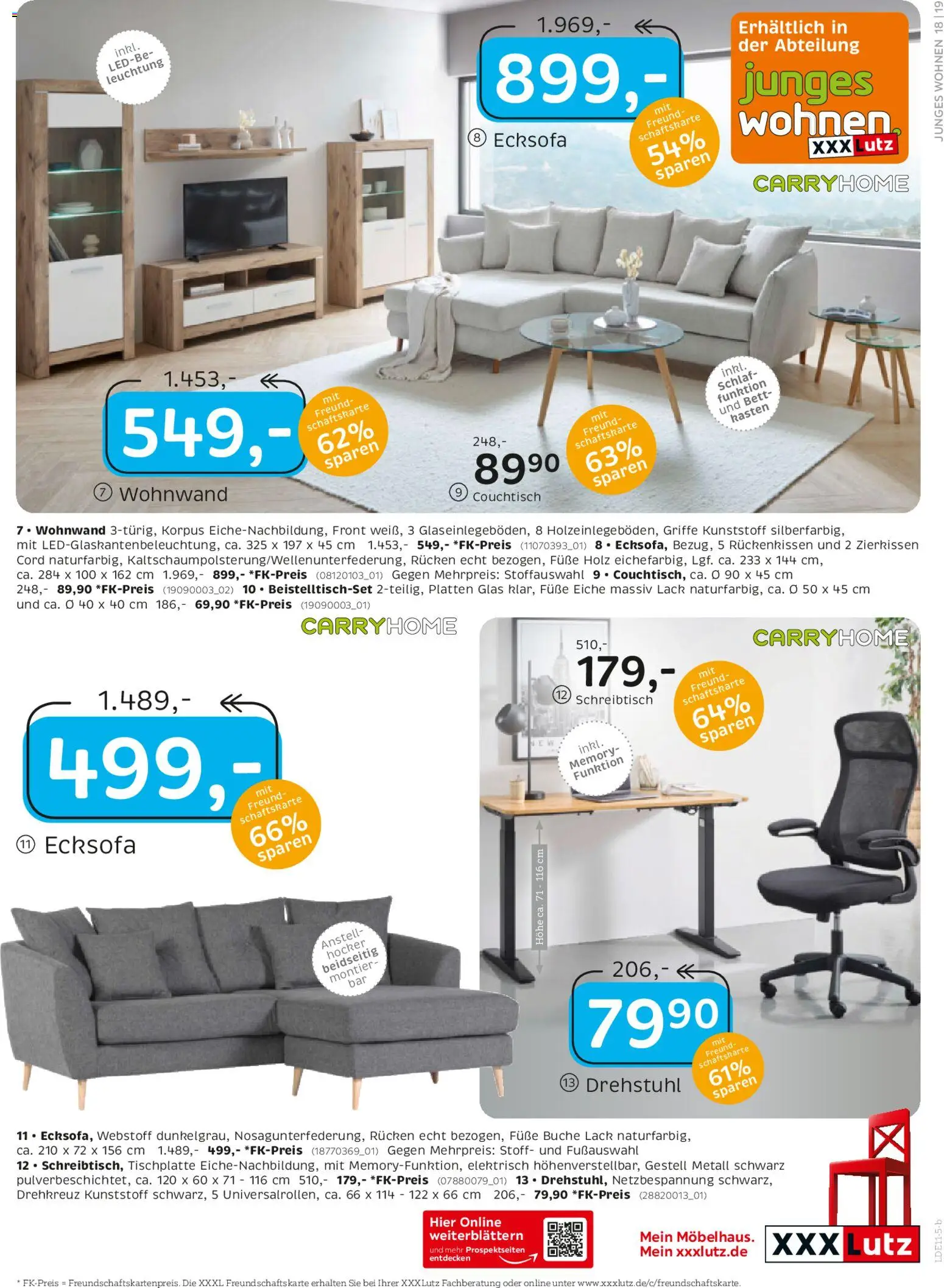 XXXL Lutz Nr. 1 beim Preis – gültig ab 02.11.2025 | Seite: 23 | Produkte: Hocker, Wohnwand, Bett, Couchtisch