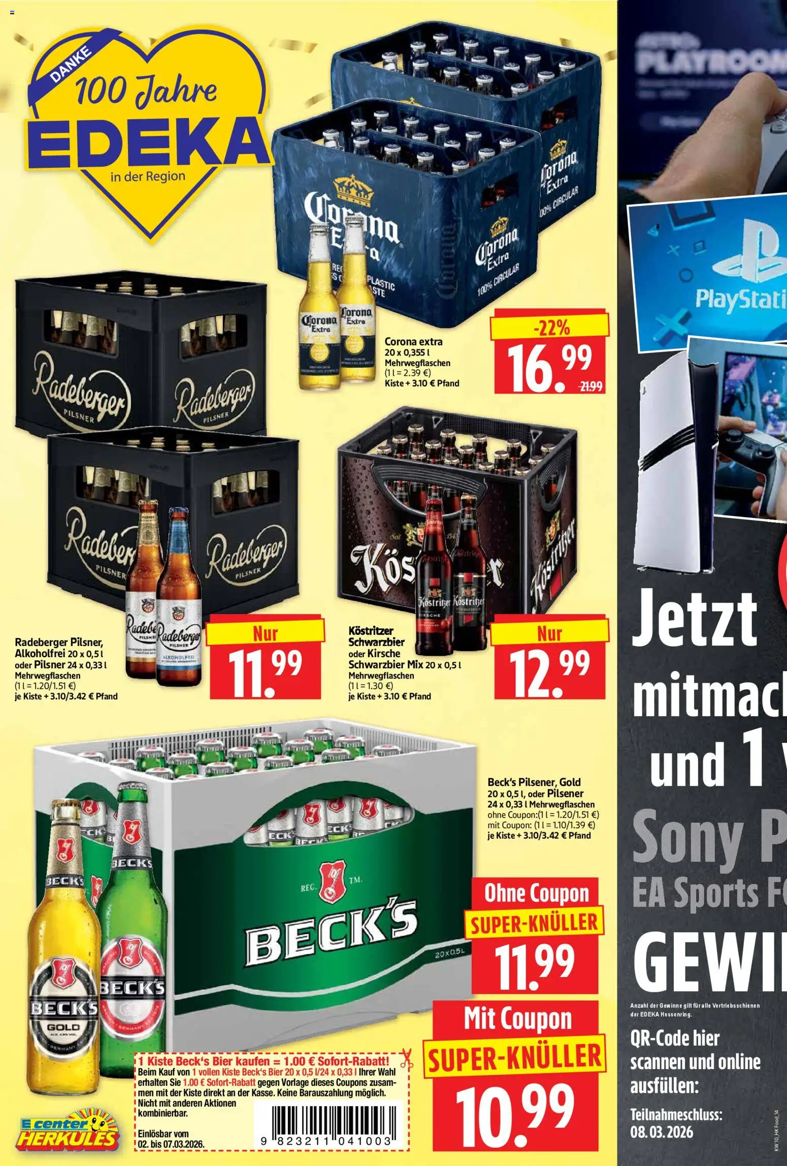 HERKULES Prospekt 	 – gültig ab 02.03.2026 | Seite: 14 | Produkte: Sony, Kostritzer, Bier