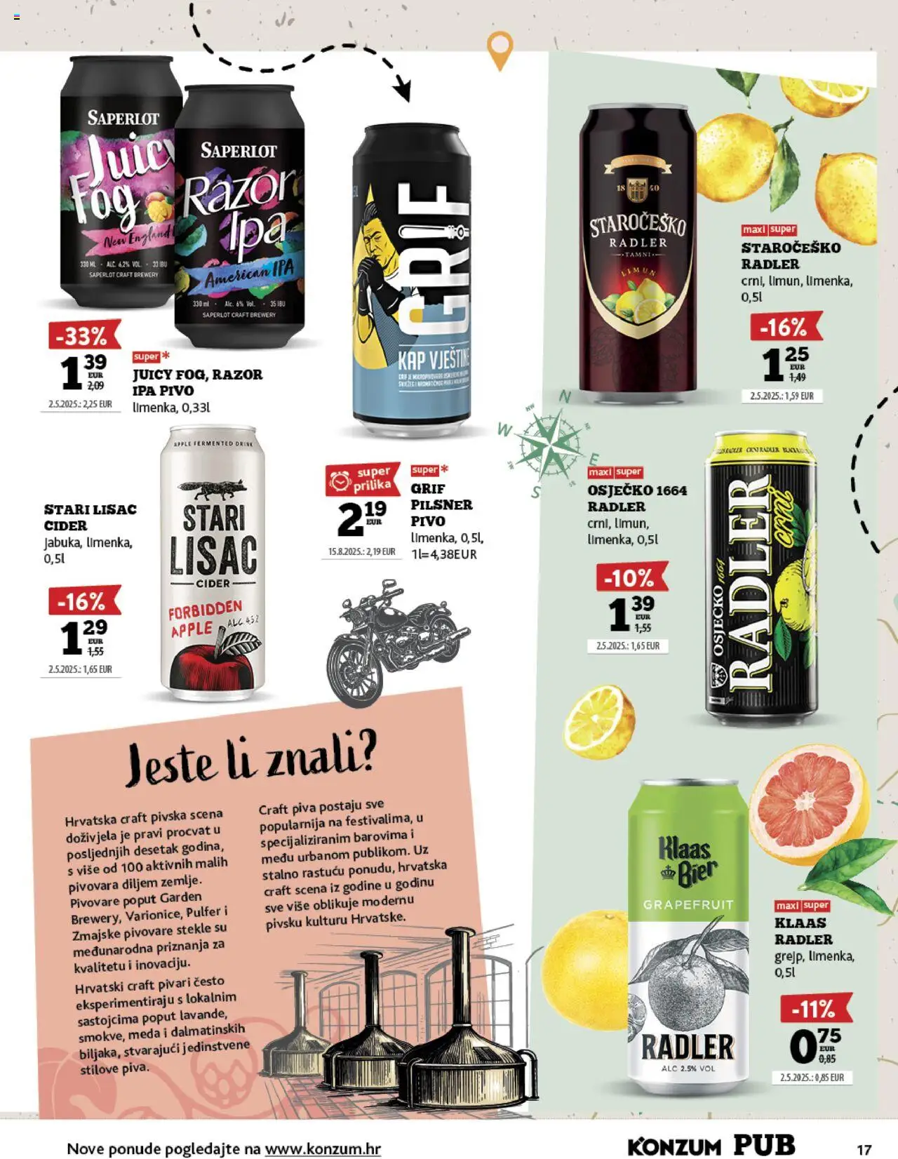 Konzum HR akciós ujság - amely érvényes a következő dátumtól: 15.09.2025 | Oldal: 17 | Termékek: Radler, Cider, Grapefruit