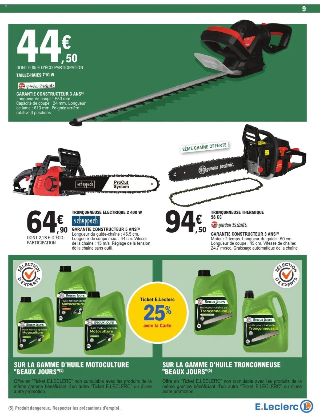  | Page: 9 | Produits: Tronçonneuse, Tronçonneuse thermique, Tronçonneuse electrique, Huile