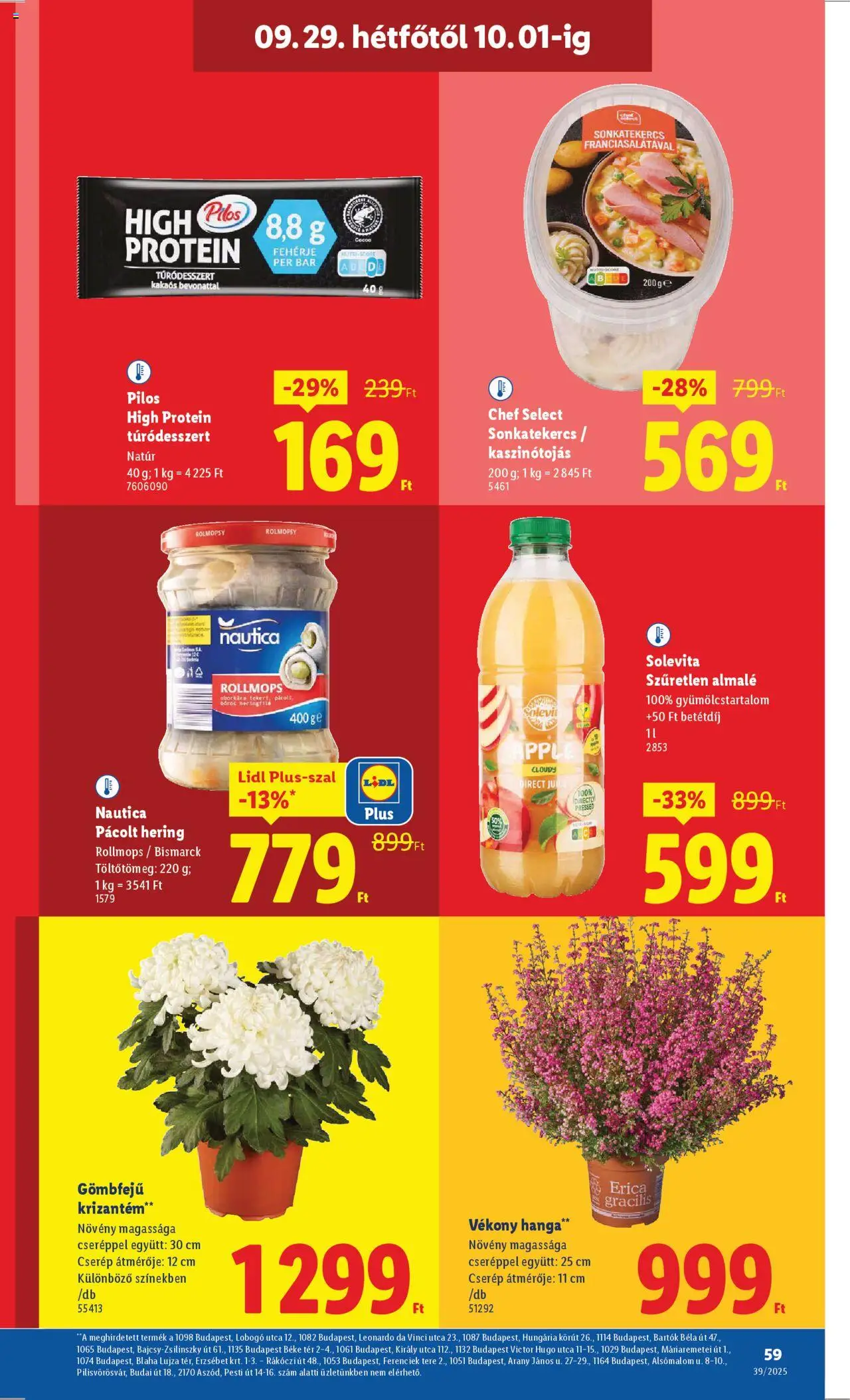 Lidl akciós ujság - amely érvényes a következő dátumtól: 25.09.2025 | Oldal: 59 | Termékek: Protein, Fehérje, Hering, Almalé