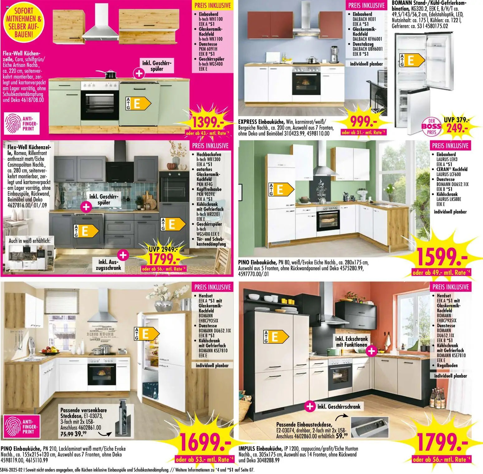 SB Möbel Boss Prospekt 	 – gültig ab 08.11.2025 | Seite: 2 | Produkte: Geschirrspüler, Kühlschrank, Kochfeld, Kuchen