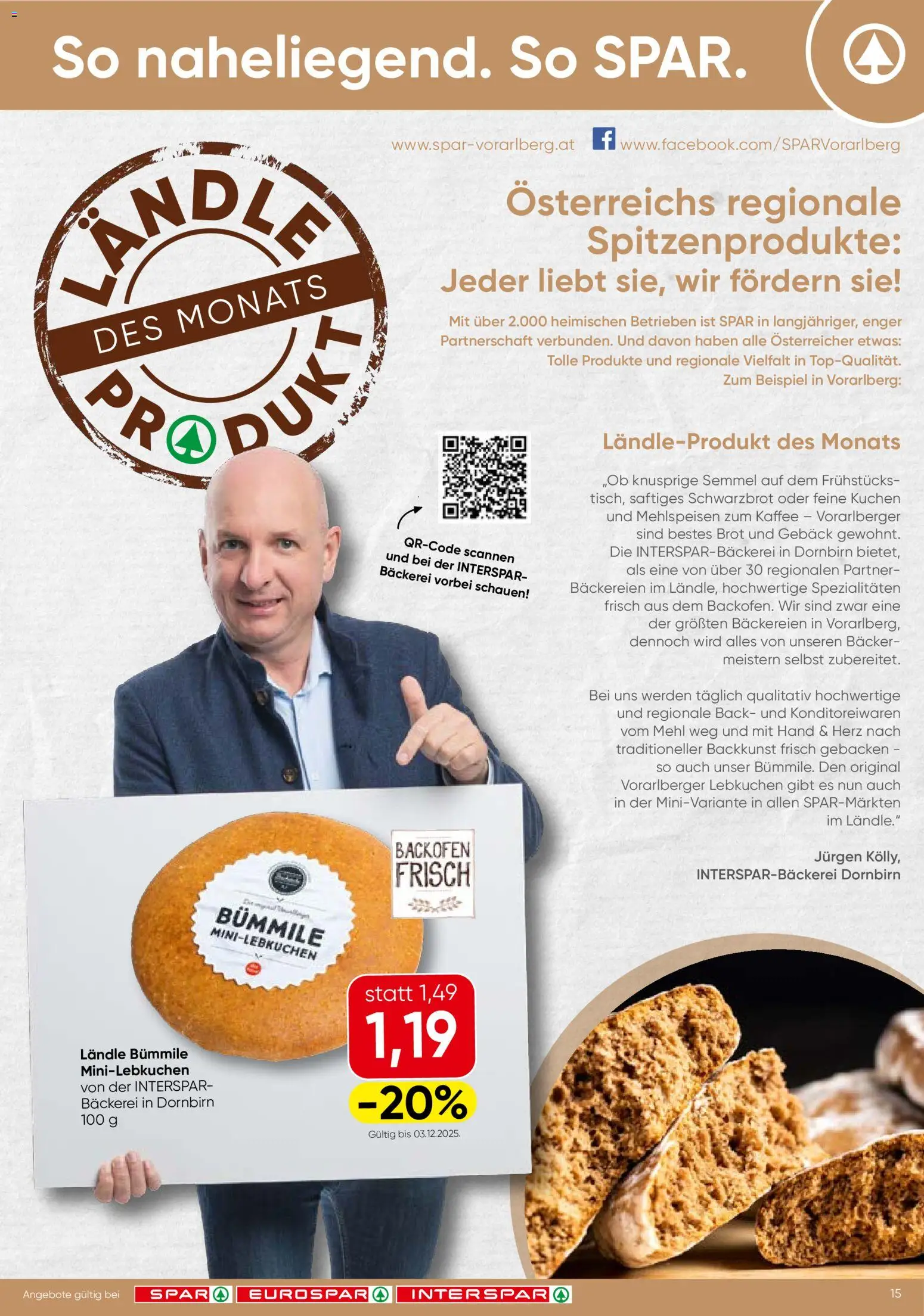 Spar Flugblatt - Vorarlberg gültig ab 06.11.2025 | Seite: 15 | Produkte: Bäckerei, Brot, Kaffee