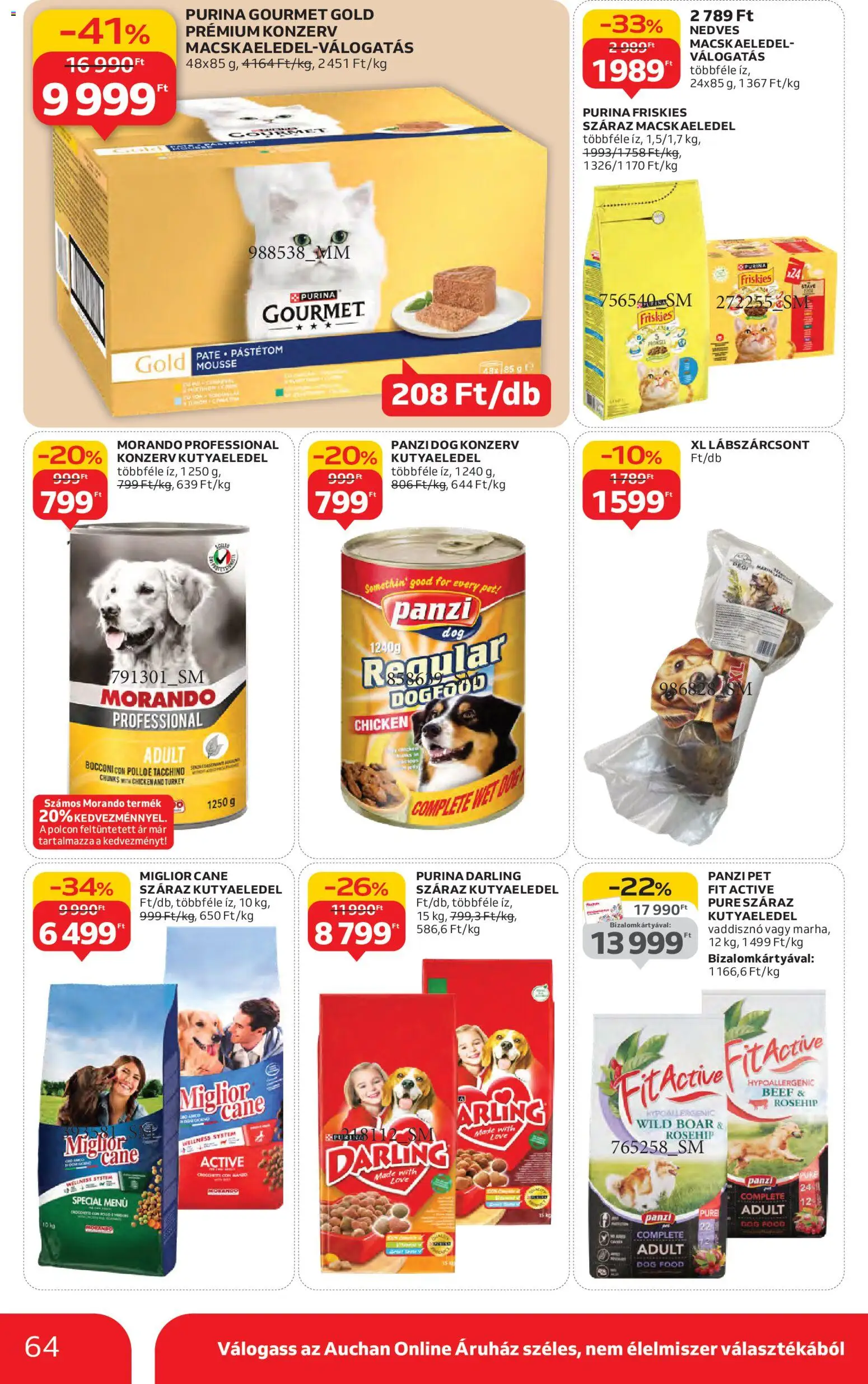 Auchan akciós ujság - amely érvényes a következő dátumtól: 13.11.2025 | Oldal: 64 | Termékek: Macskaeledel, Kutyaeledel, Pástétom