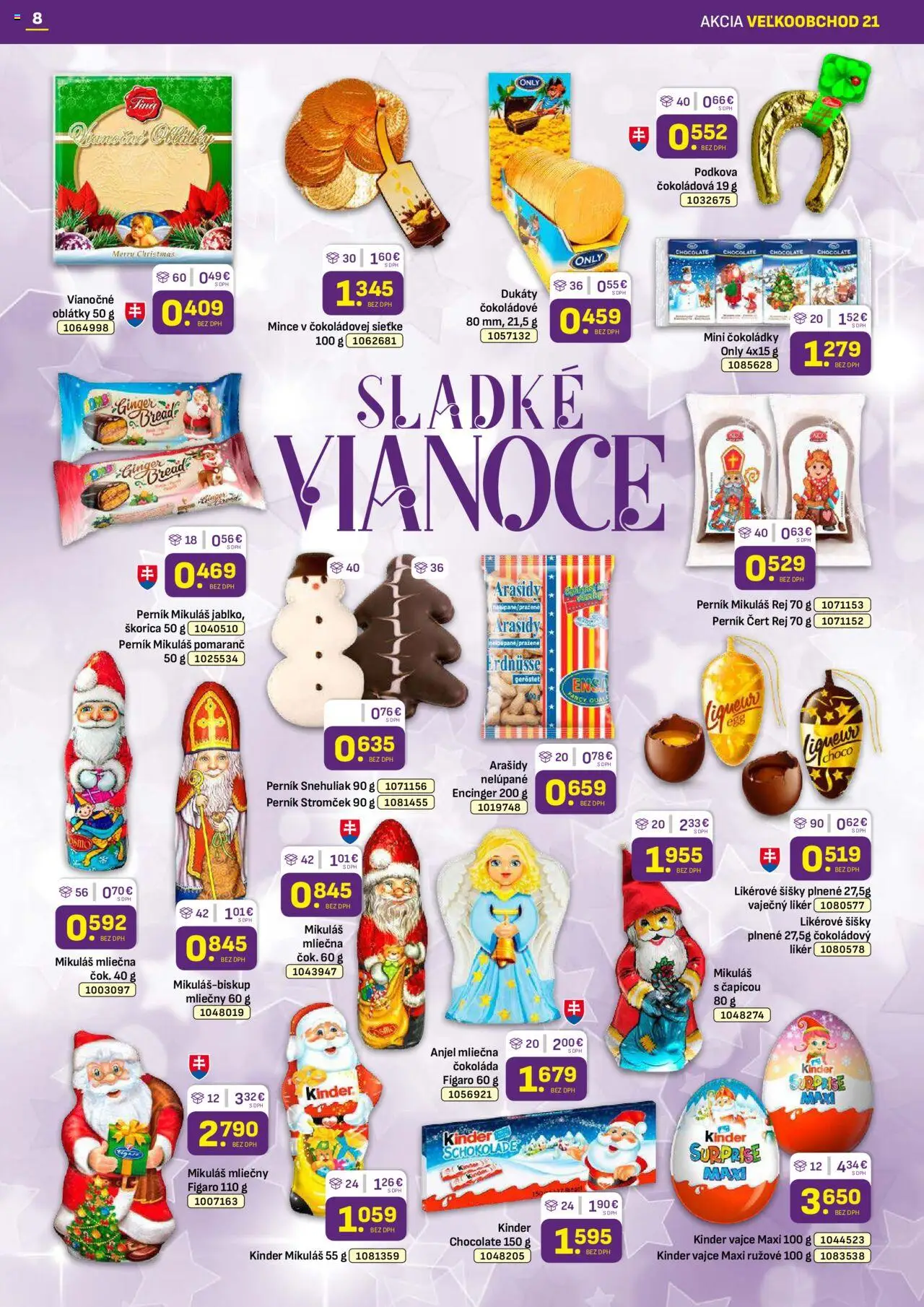 Nové Libex akcie – leták je platný od 20.10.2025 | Strana: 8 | Produkty: Šišky, Kinder, Čokoláda, Arašidy