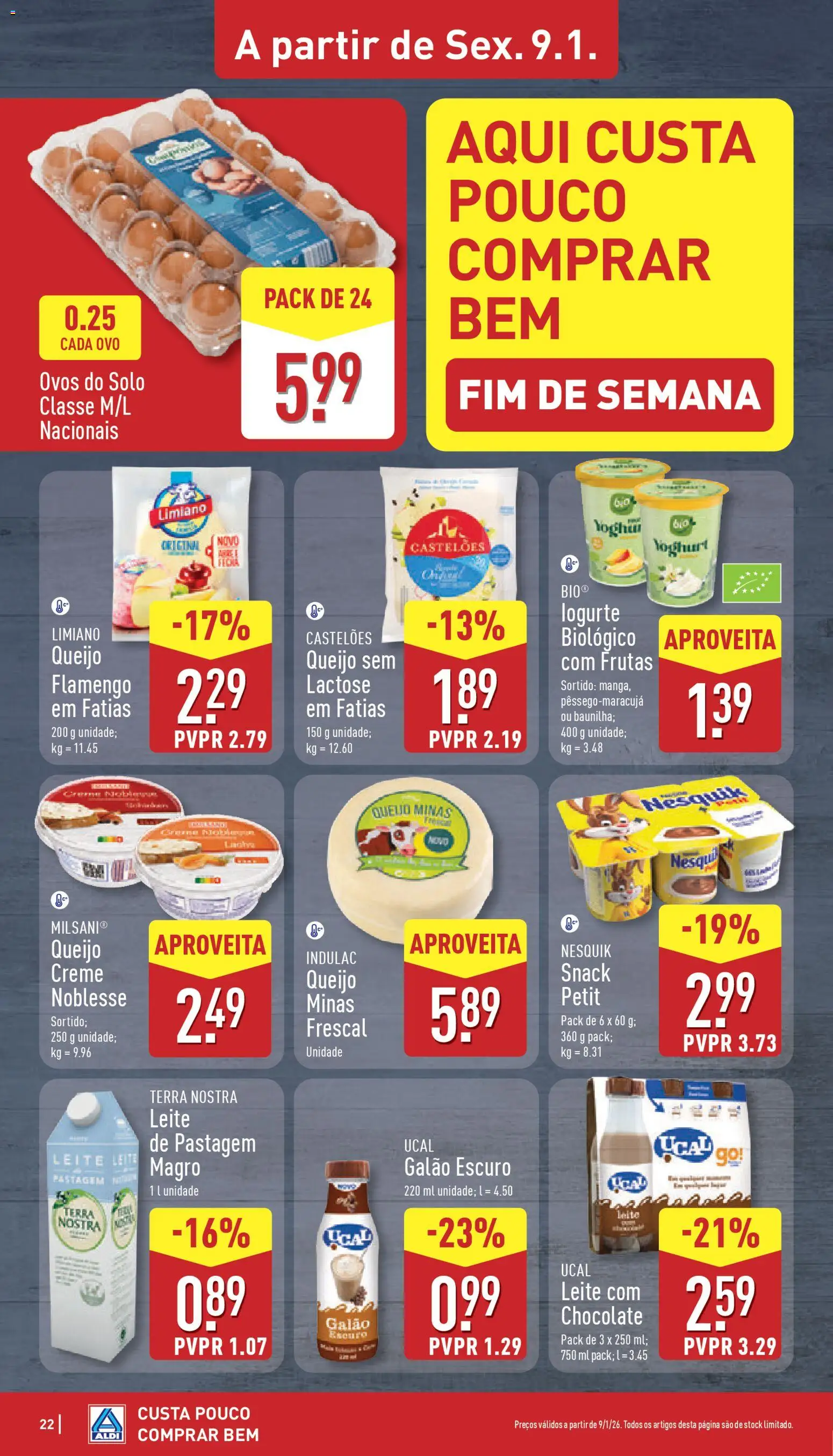 Aldi folheto │ válido de 05.01.2026 | Página: 22 | Produtos: Leite, Ovos, Chocolate, Creme