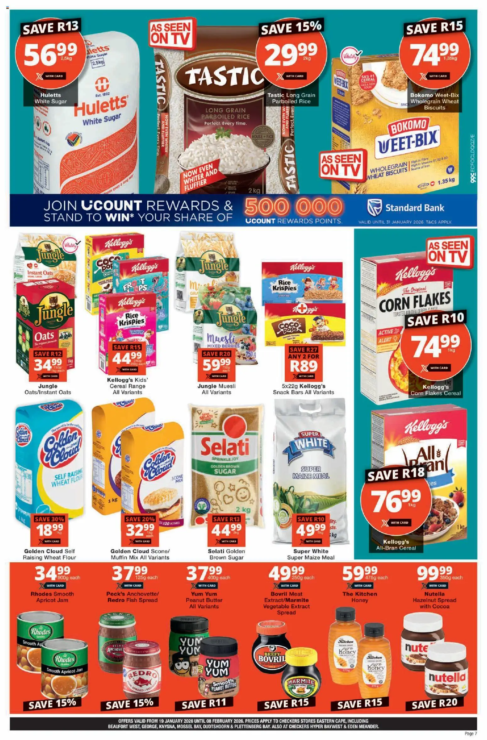 New Checkers catalogue – valid from 19.01.2026 | Page: 7 | Products: Oats, Fish, Flakes, Peanut butter