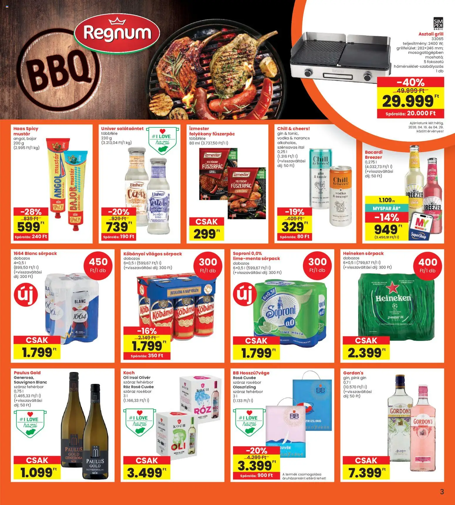 Interspar akciós ujság - amely érvényes a következő dátumtól: 16.04.2026 | Oldal: 3 | Termékek: Lime, Fűszerpác, Vodka, Mustár