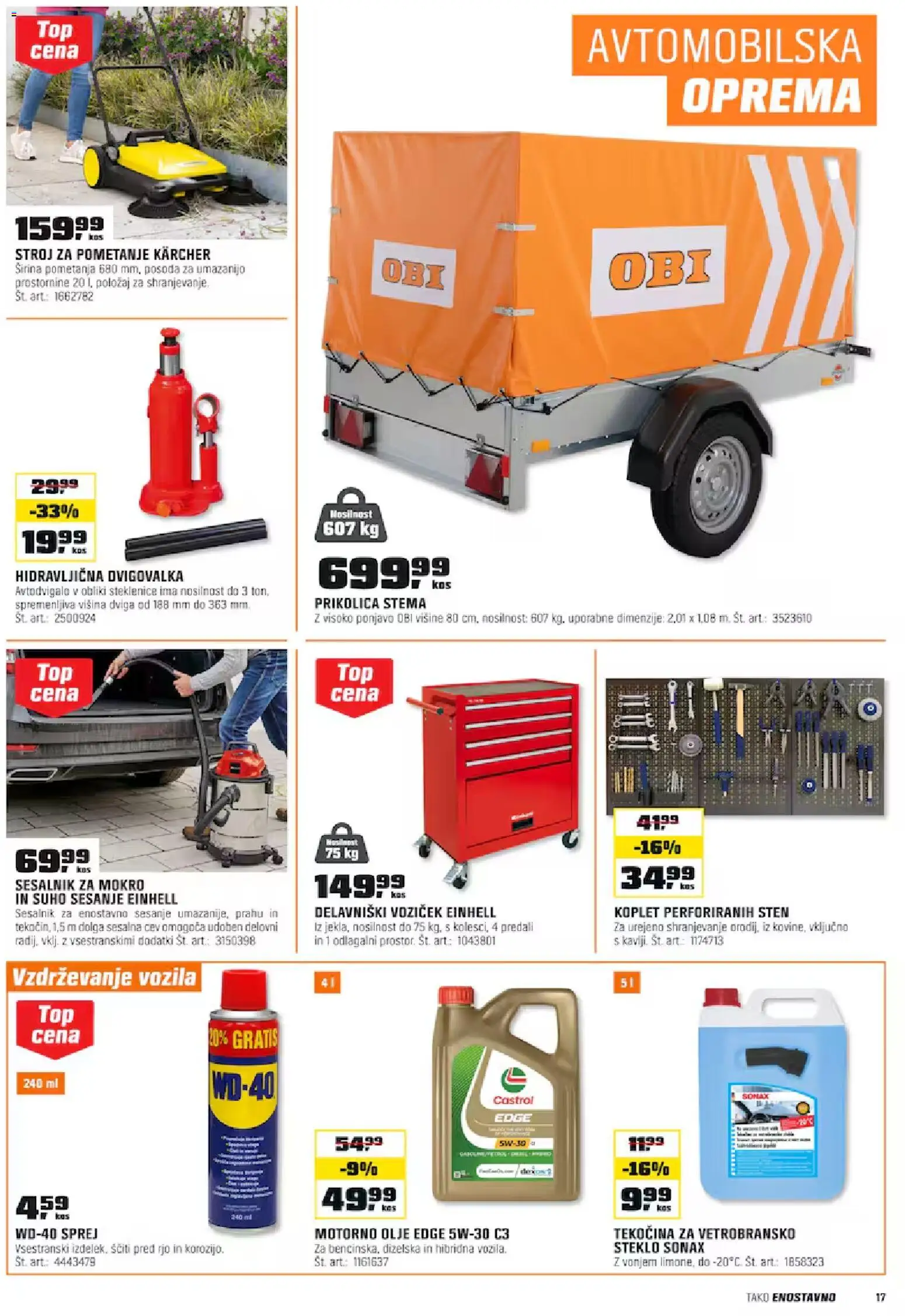 Novi OBI katalog ponudbe – veljaven od 01.10.2025 | Stran: 17 | Izdelki: Olje, Sesalnik, Voziček