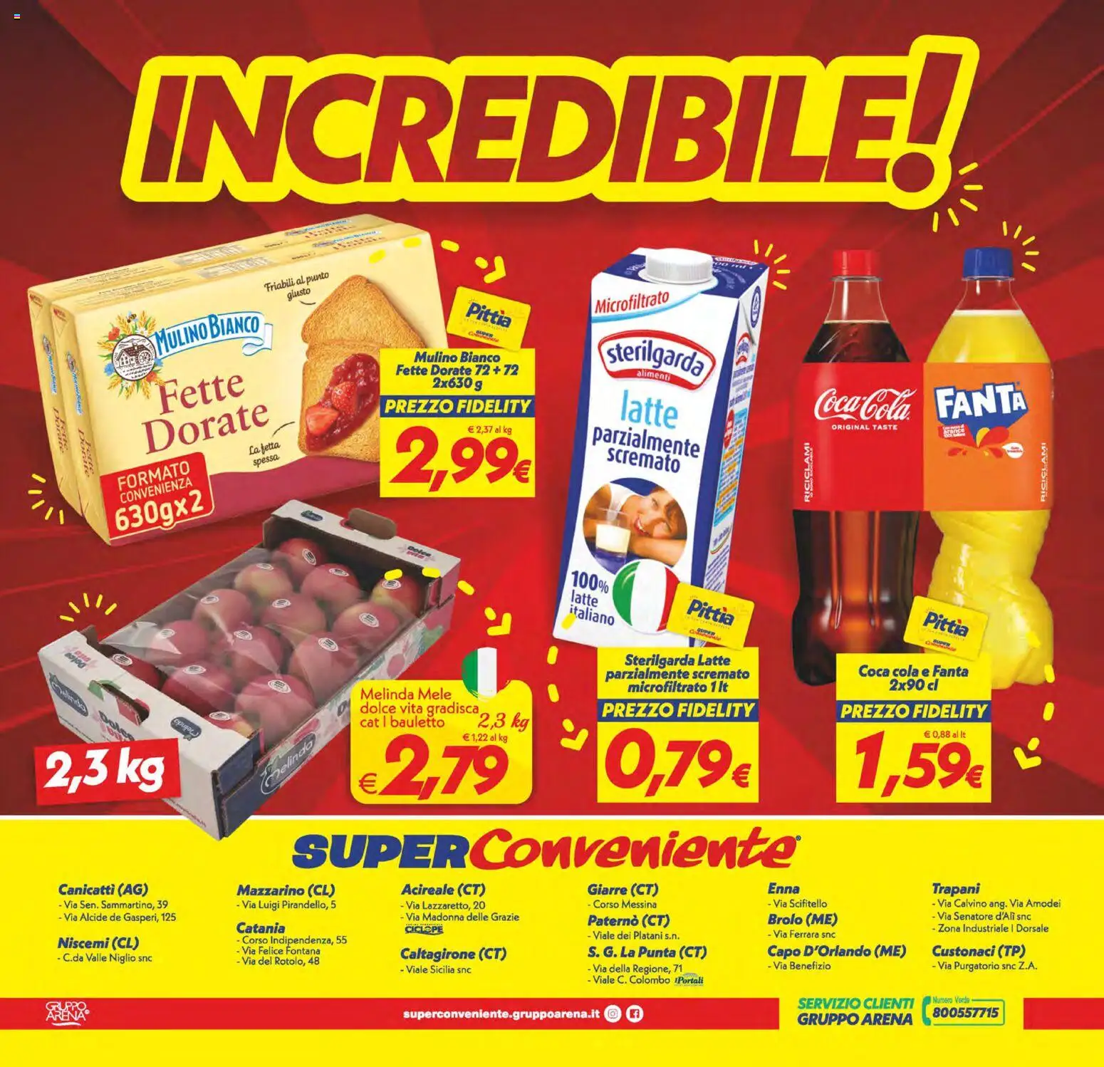 Volantino SuperConveniente del 13.02.2026 | Pagina: 20 | Prodotti: Mele, Latte, Fanta, Latte parzialmente scremato