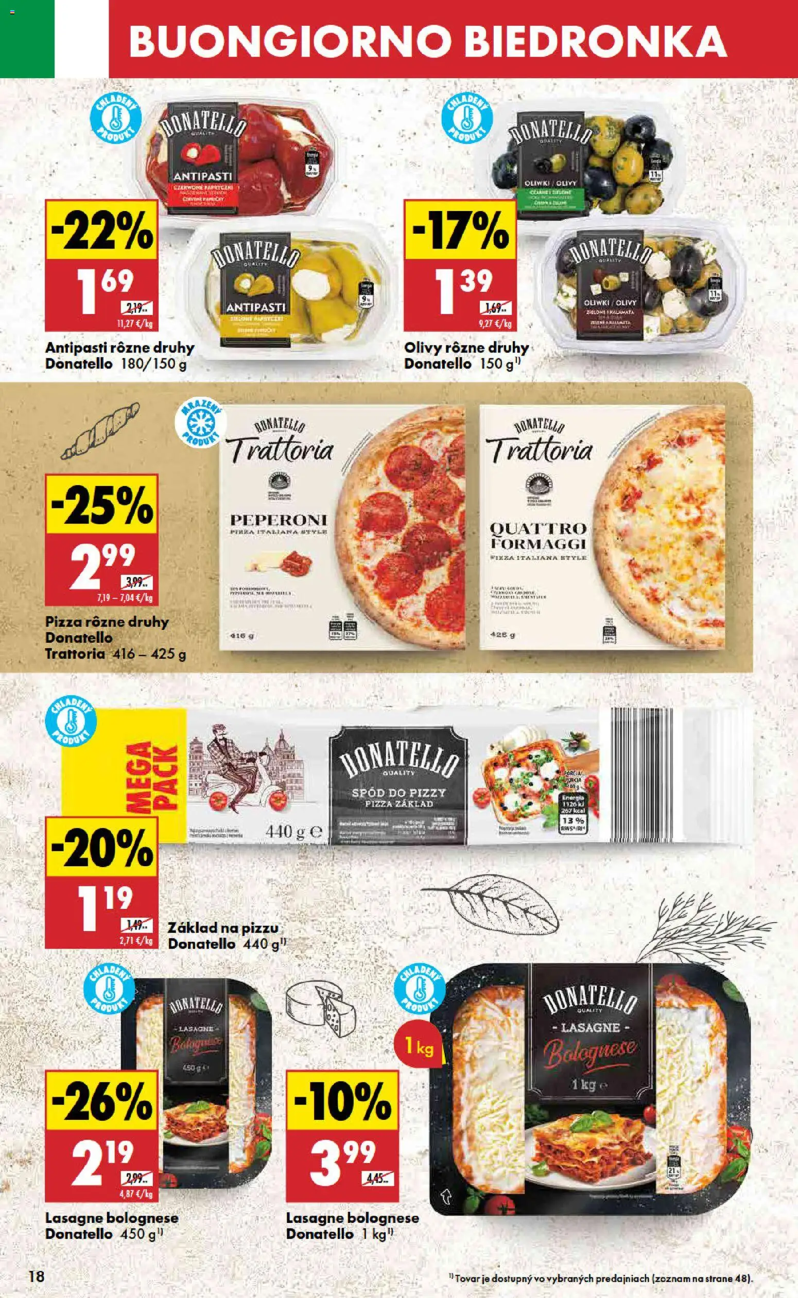 Nové Biedronka akcie – leták je platný od 09.04.2026 | Strana: 18 | Produkty: Pizza, Lasagne