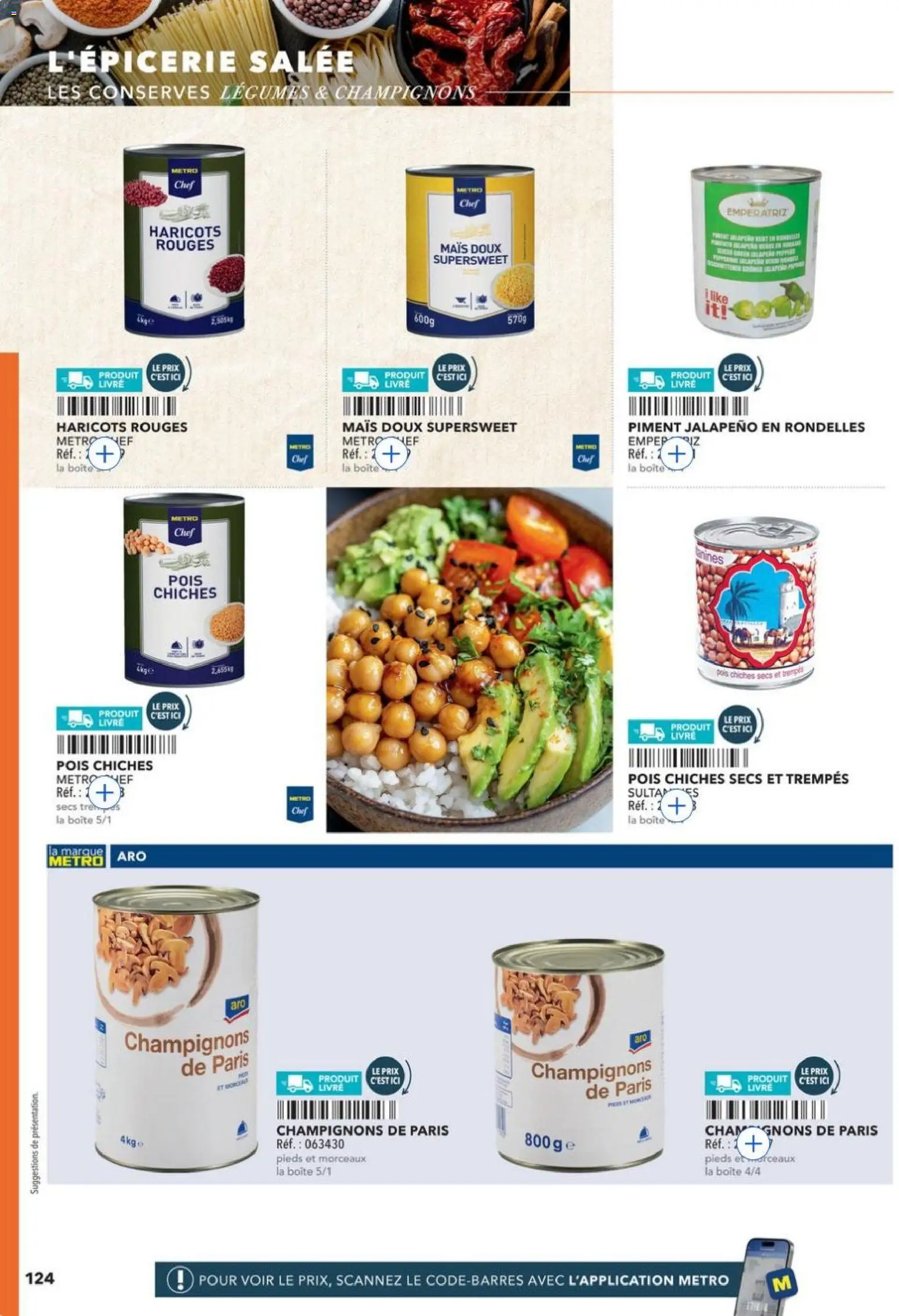 {H1} | Page: 124 | Produits: Mais, Haricots rouges, Pois chiches, Livre