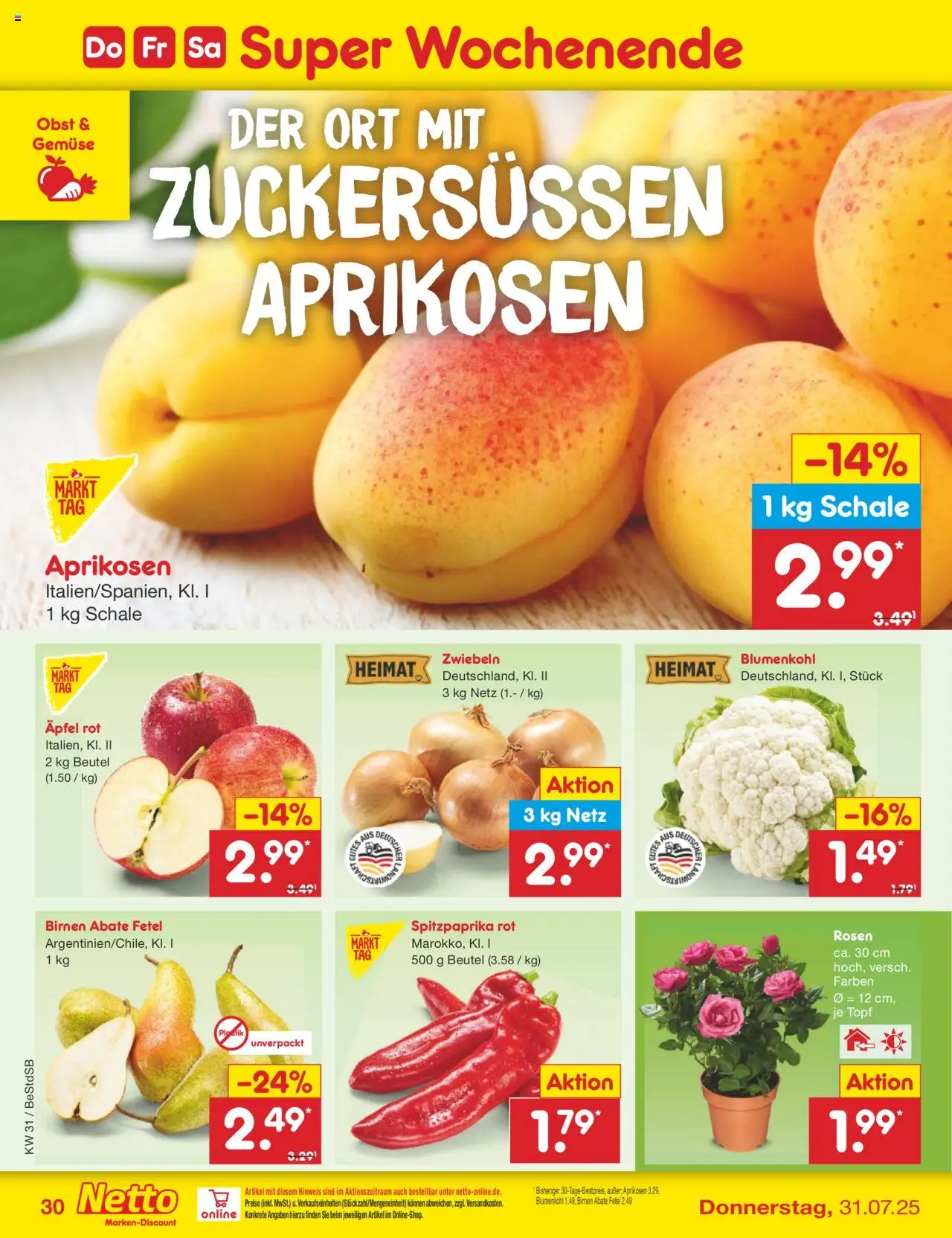 Netto Marken-Discount Prospekt 	 - gültig ab dem 28.07.2025 | Seite: 52 | Produkte: Äpfel, Gemüse, Obst, Blumenkohl