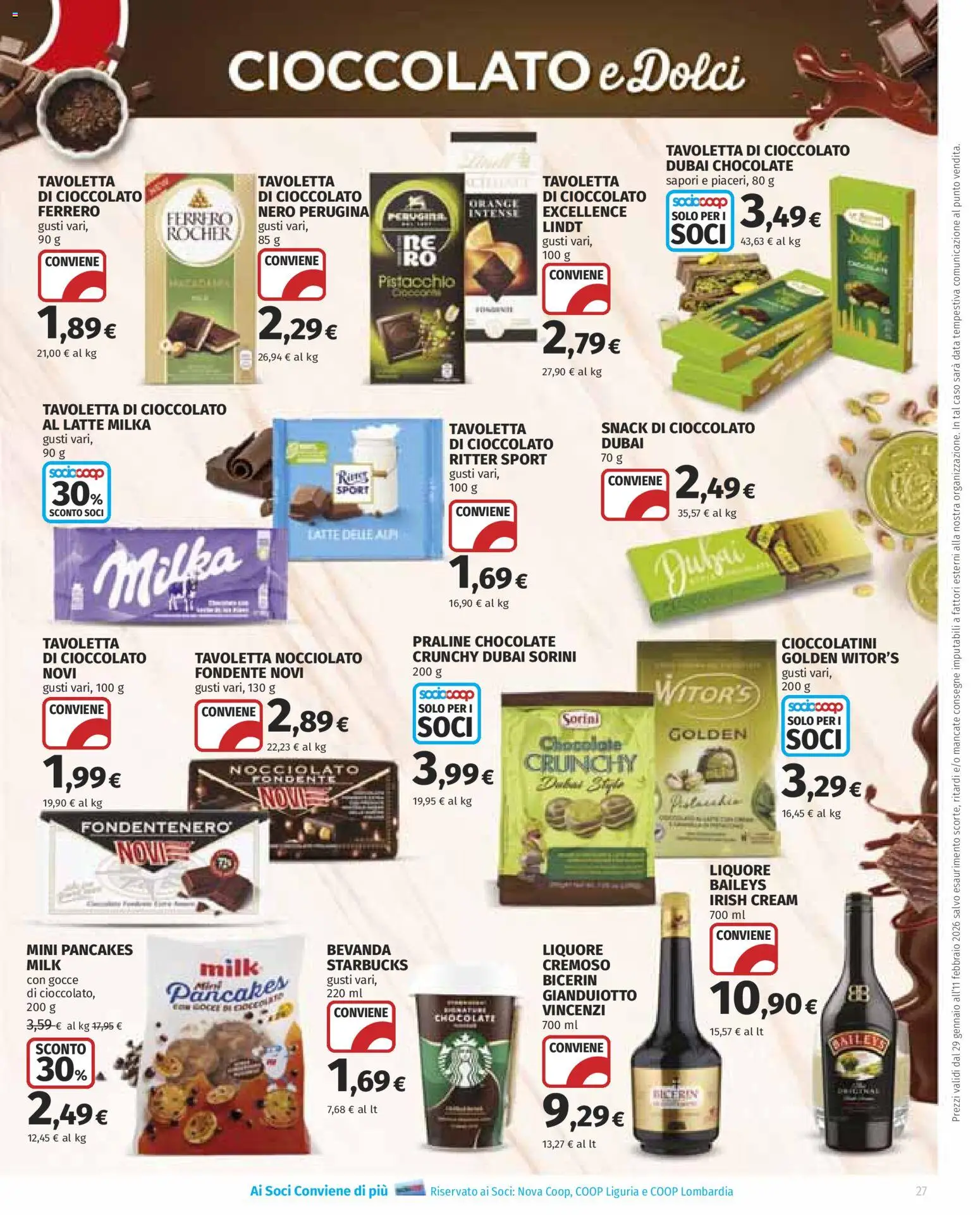 Volantino Ipercoop del 29.01.2026 | Pagina: 27 | Prodotti: Latte, Data, Liquore, Cioccolatini
