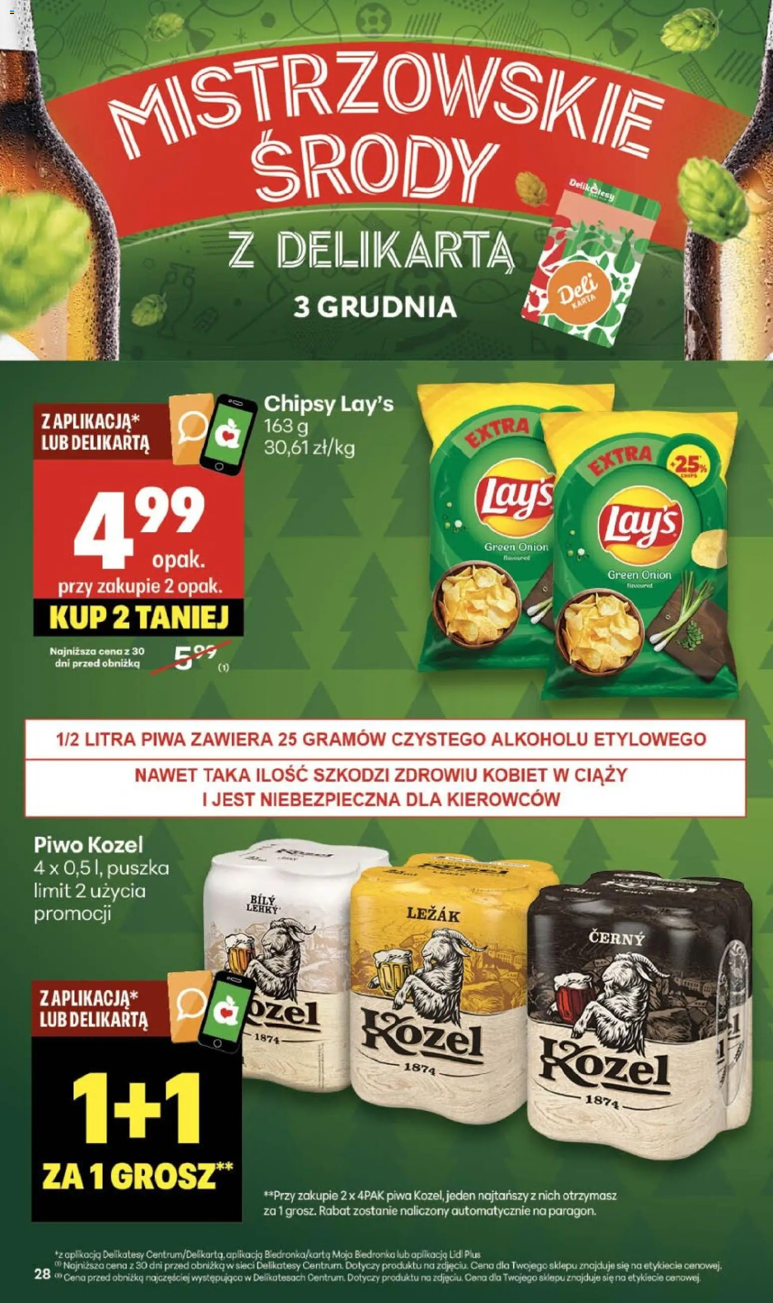Delikatesy Centrum Gazetka - Sklepy Własne od 27.11.2025 | Strona: 28 | Produkty: Karta, Chipsy, Leżak, Delikatesy