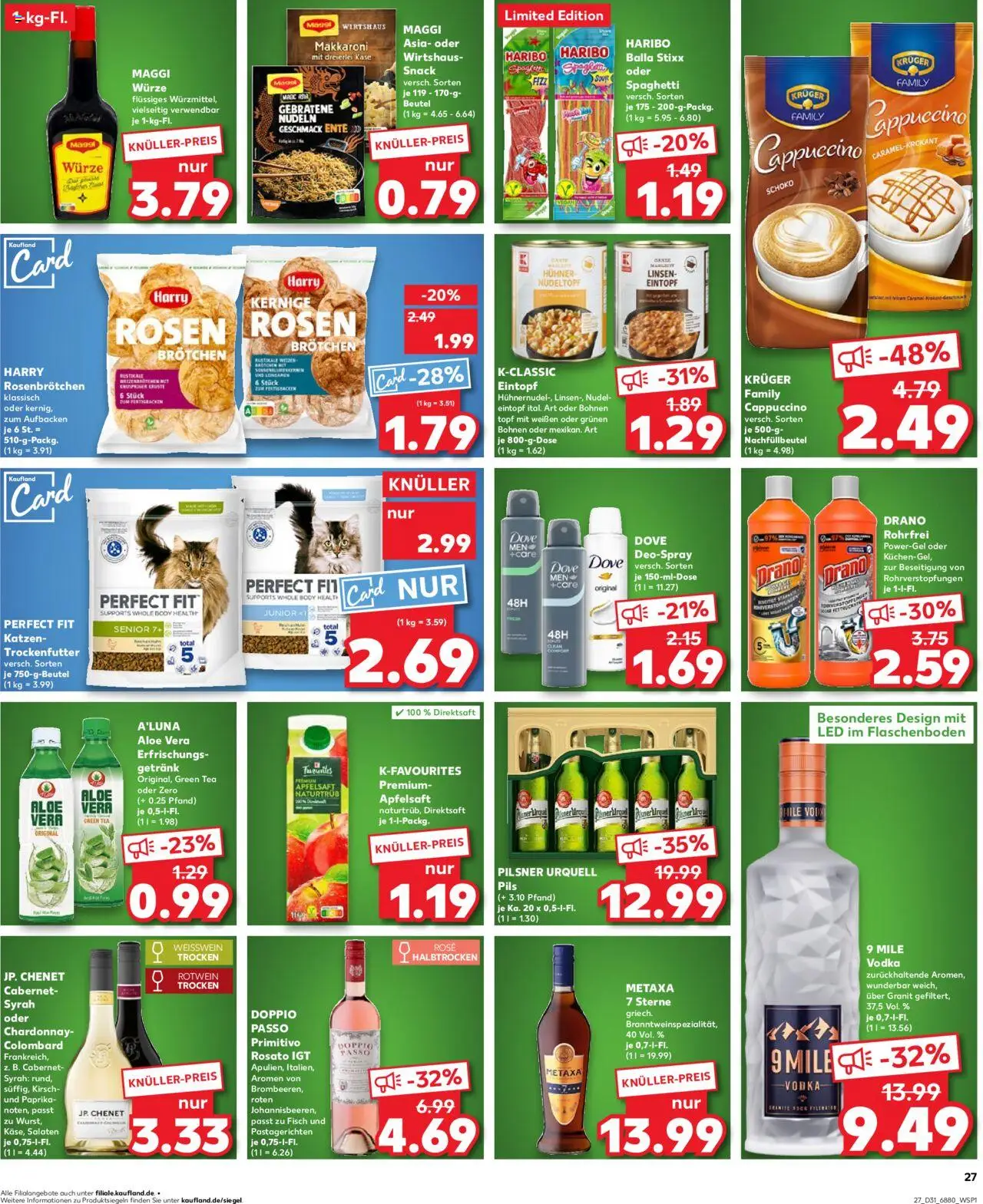 Kaufland prospekt Völklingen	 - gültig ab dem 31.07.2025 | Seite: 27 | Produkte: Käse, Pils, Doppio passo primitivo, Metaxa