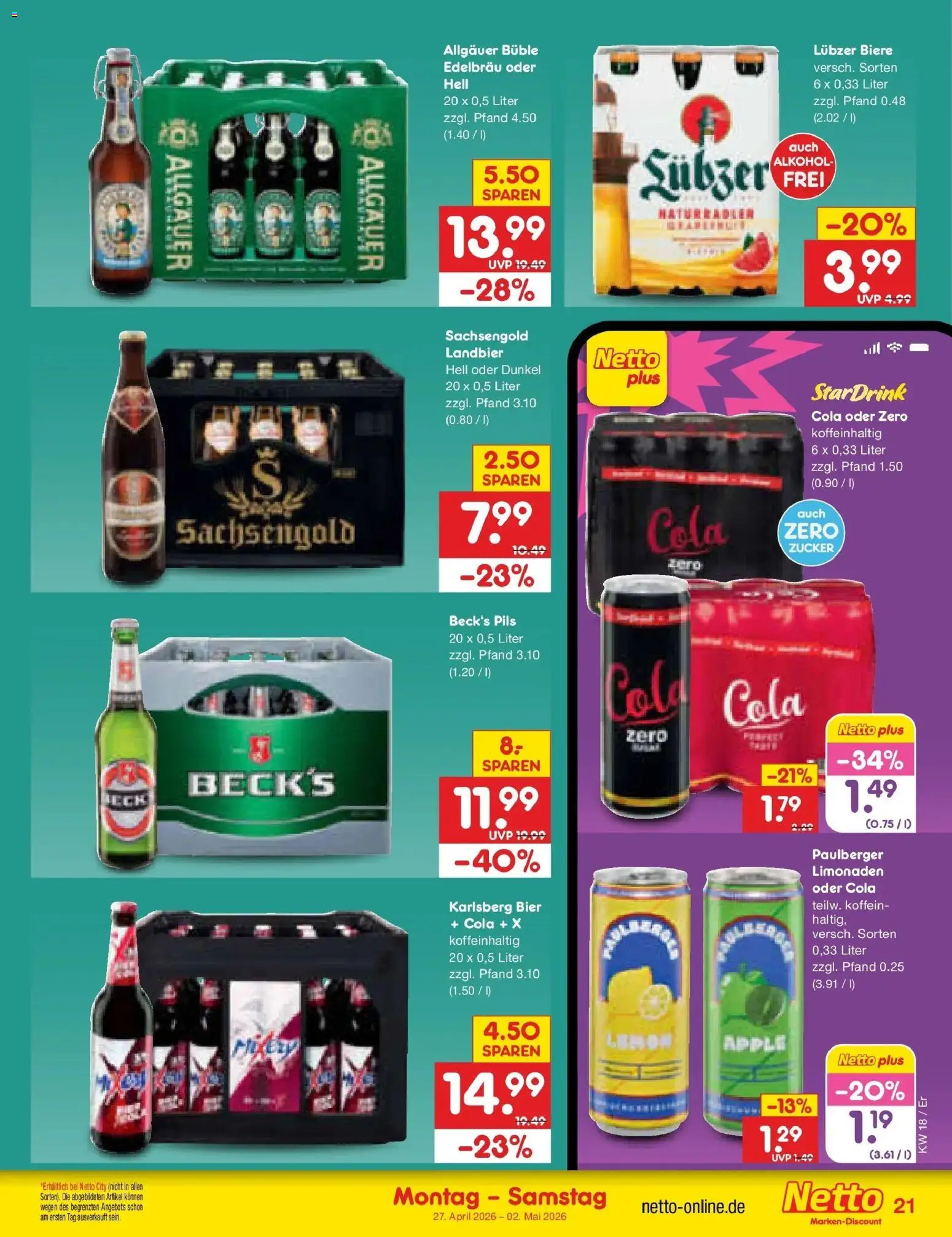 Netto Marken-Discount Prospekt Jena-Lobeda	 – gültig ab 27.04.2026 | Seite: 25 | Produkte: Bier, Pils, Zucker, Lubzer