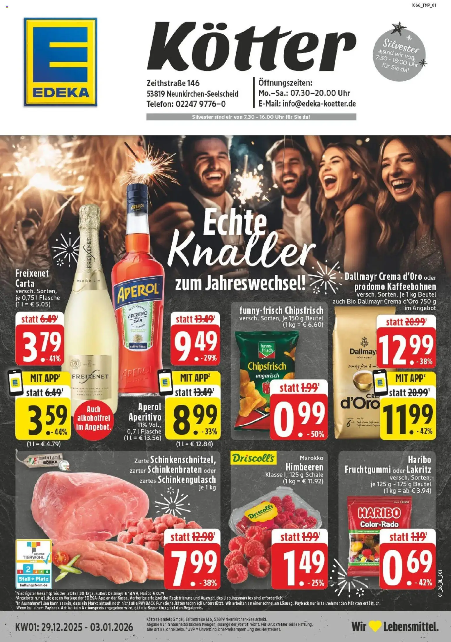 Edeka prospekt Neunkirchen - Seelscheid	 – gültig ab 28.12.2025 | Seite: 1 | Produkte: Himbeeren, Haribo, Freixenet, Chips