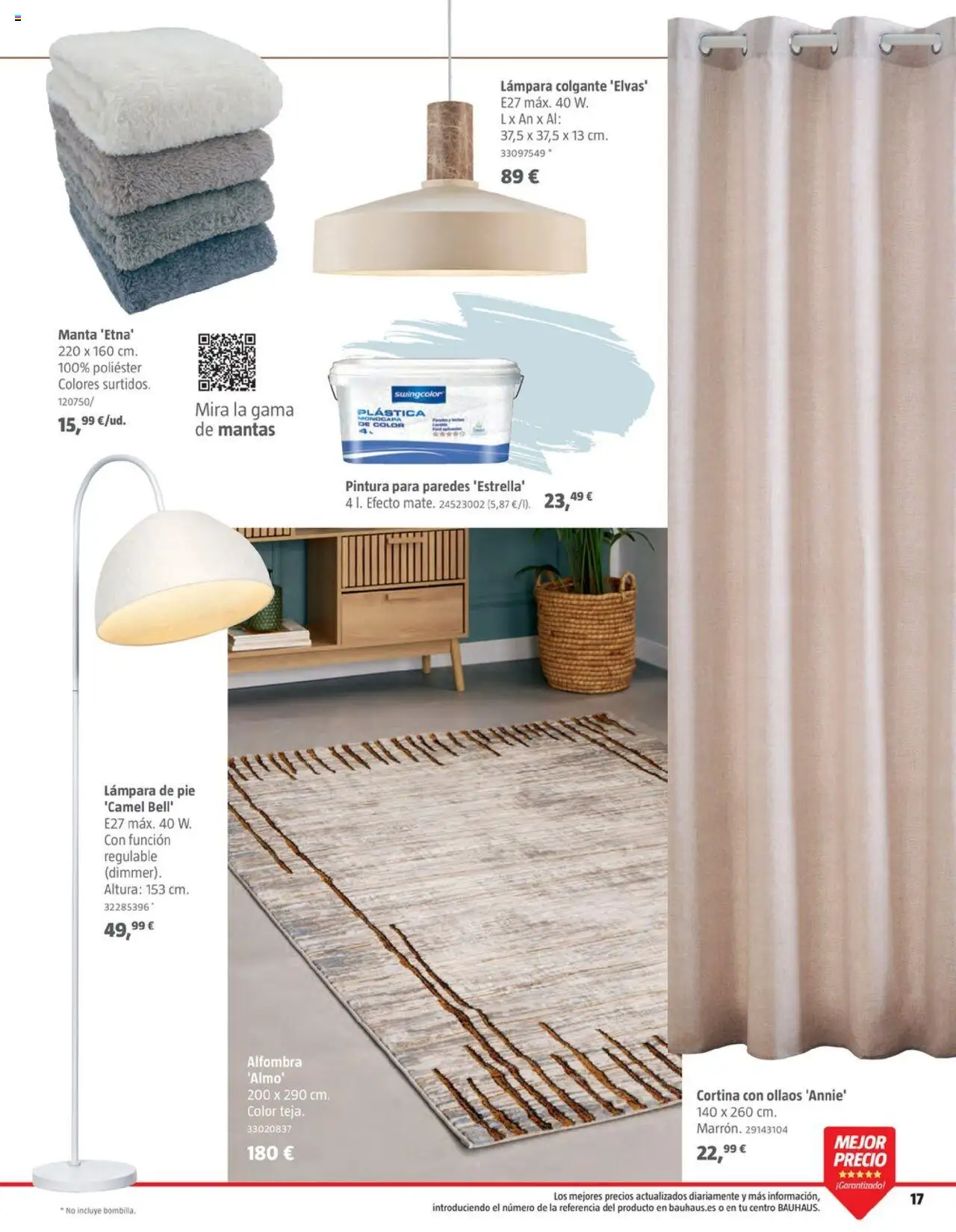 Bauhaus - Decoracion │ válido desde el 16.10.2025 | Página: 17 | Productos: Cortina, Lámpara de pie, Alfombra, Lámpara
