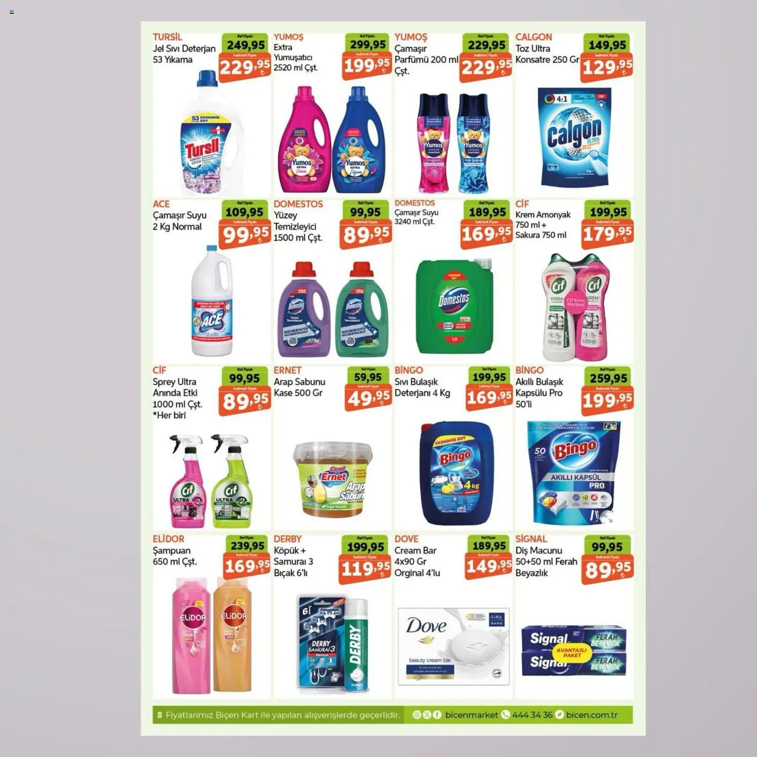 Biçen Market Katalog - 16.04.2026 tarihinden itibaren geçerlidir | Sayfa: 8 | Ürünler: Raf, Krem, Sabun, Deterjan