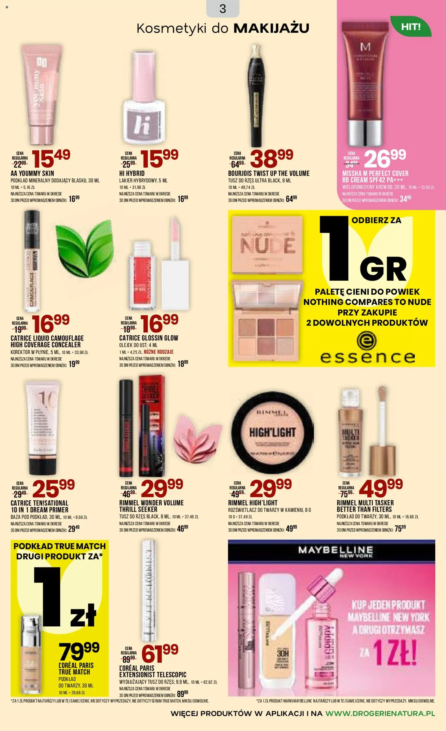 Drogerie Natura gazetka od 05.03.2026 | Strona: 3 | Produkty: Kosmetyki, Korektor, Rozświetlacz, Krem