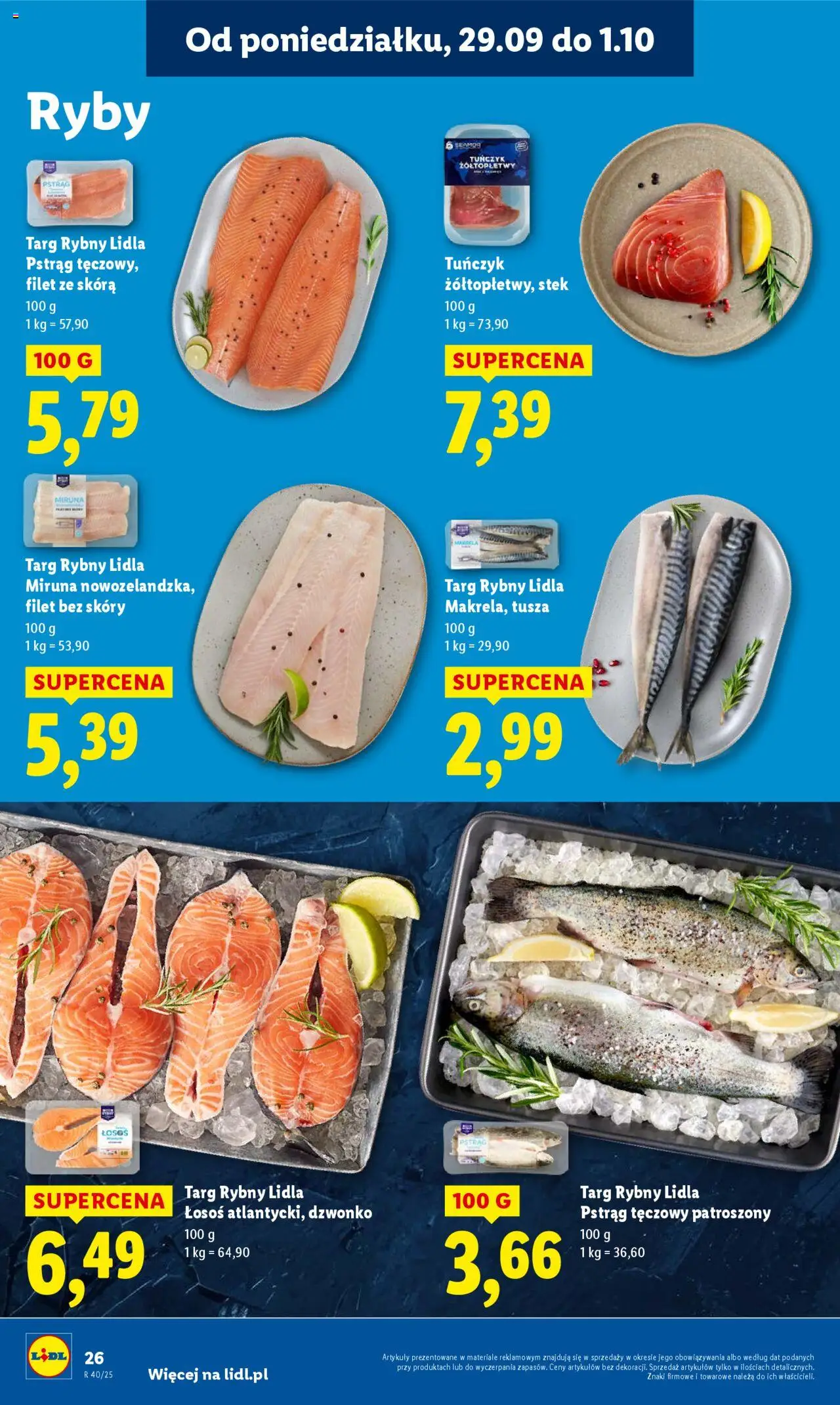 Lidl Gazetka od 29.09.2025 | Strona: 28 | Produkty: Miruna, Pstrąg, Tuńczyk, Ryby