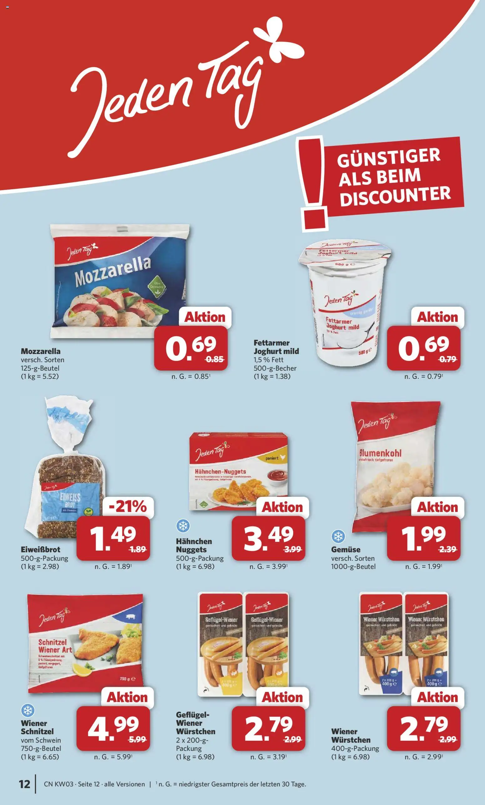 Combi Prospekt 	 – gültig ab 12.01.2026 | Seite: 12 | Produkte: Wiener wurstchen, Joghurt, Mozzarella, Gemüse
