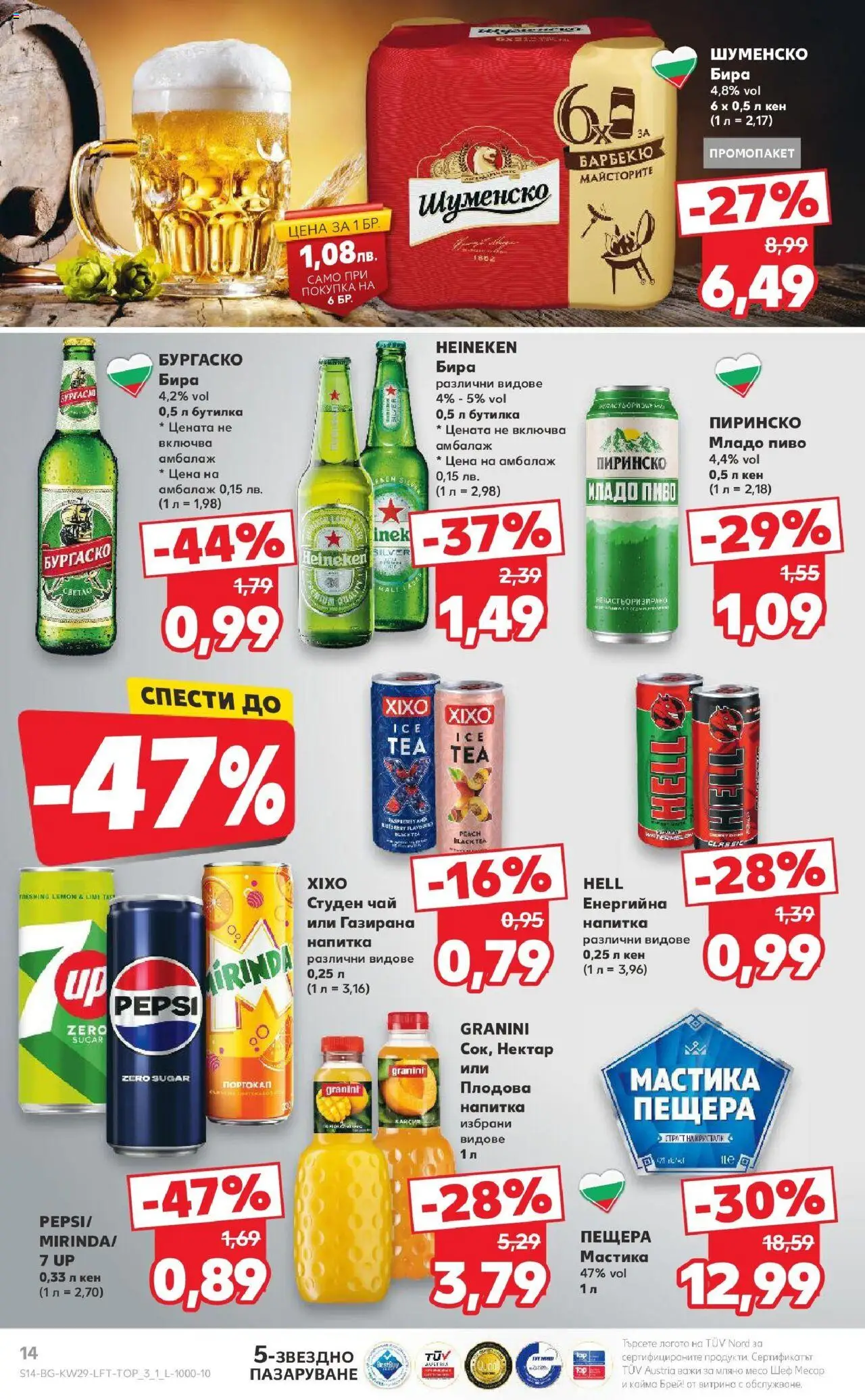  | Страница: 14 | Продукти: Мастика, Студен чай, Плодова напитка, Кайма