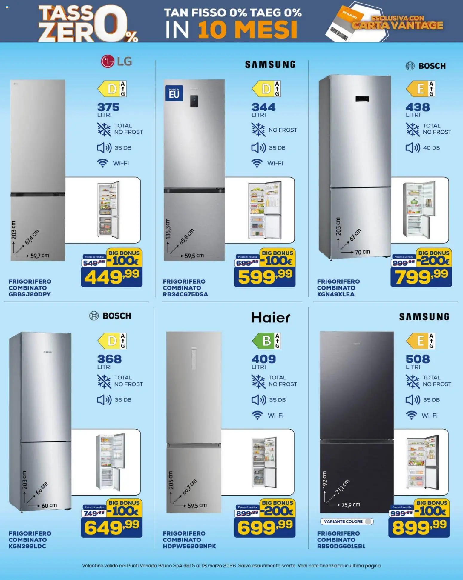 Volantino BRUNO del 05.03.2026 | Pagina: 6 | Prodotti: Frigorifero, Frigorifero combinato, Samsung