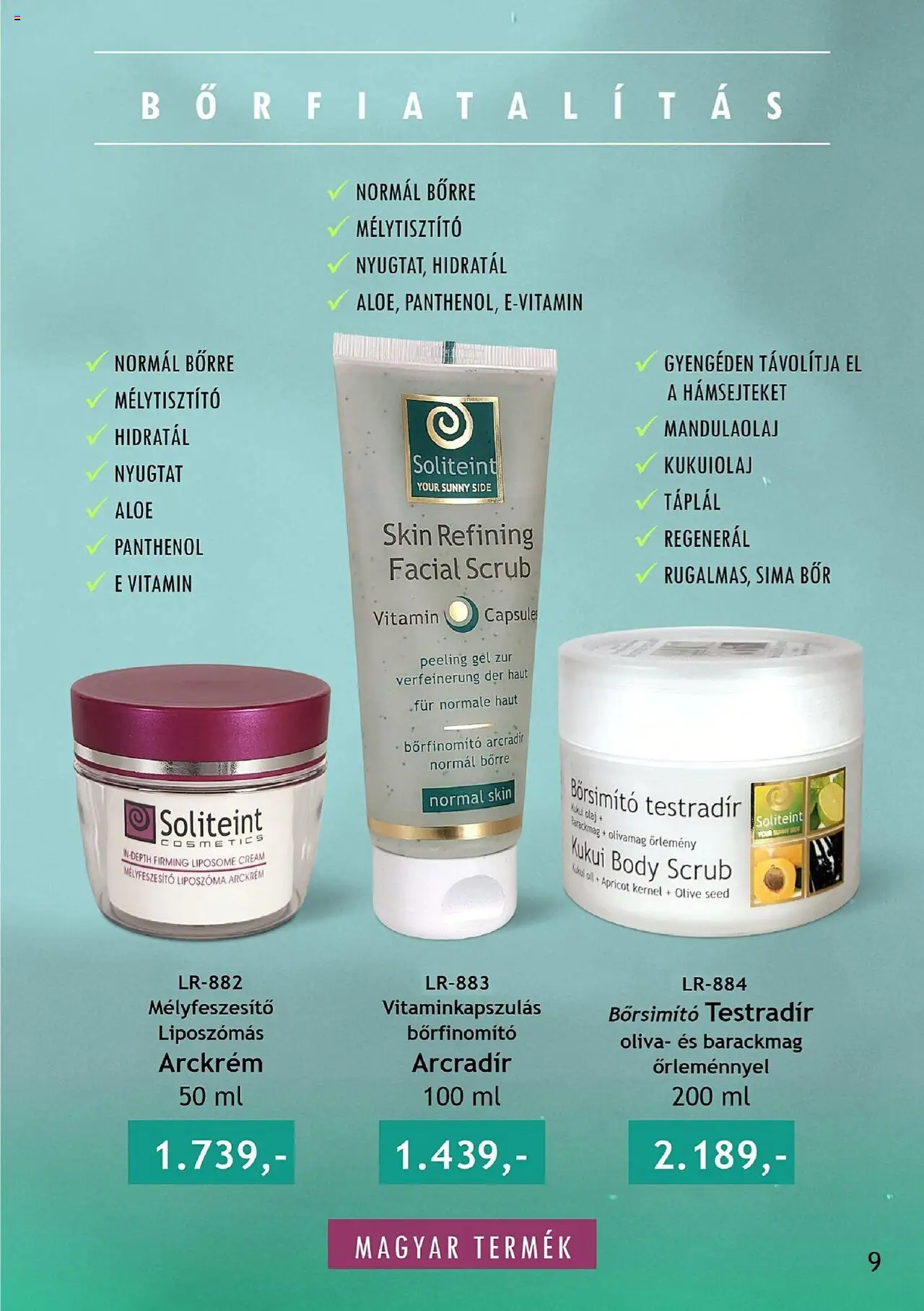 Betly akciós ujság - amely érvényes a következő dátumtól: 10.05.2025 | Oldal: 9 | Termékek: Body, E vitamin, Olaj, Bor
