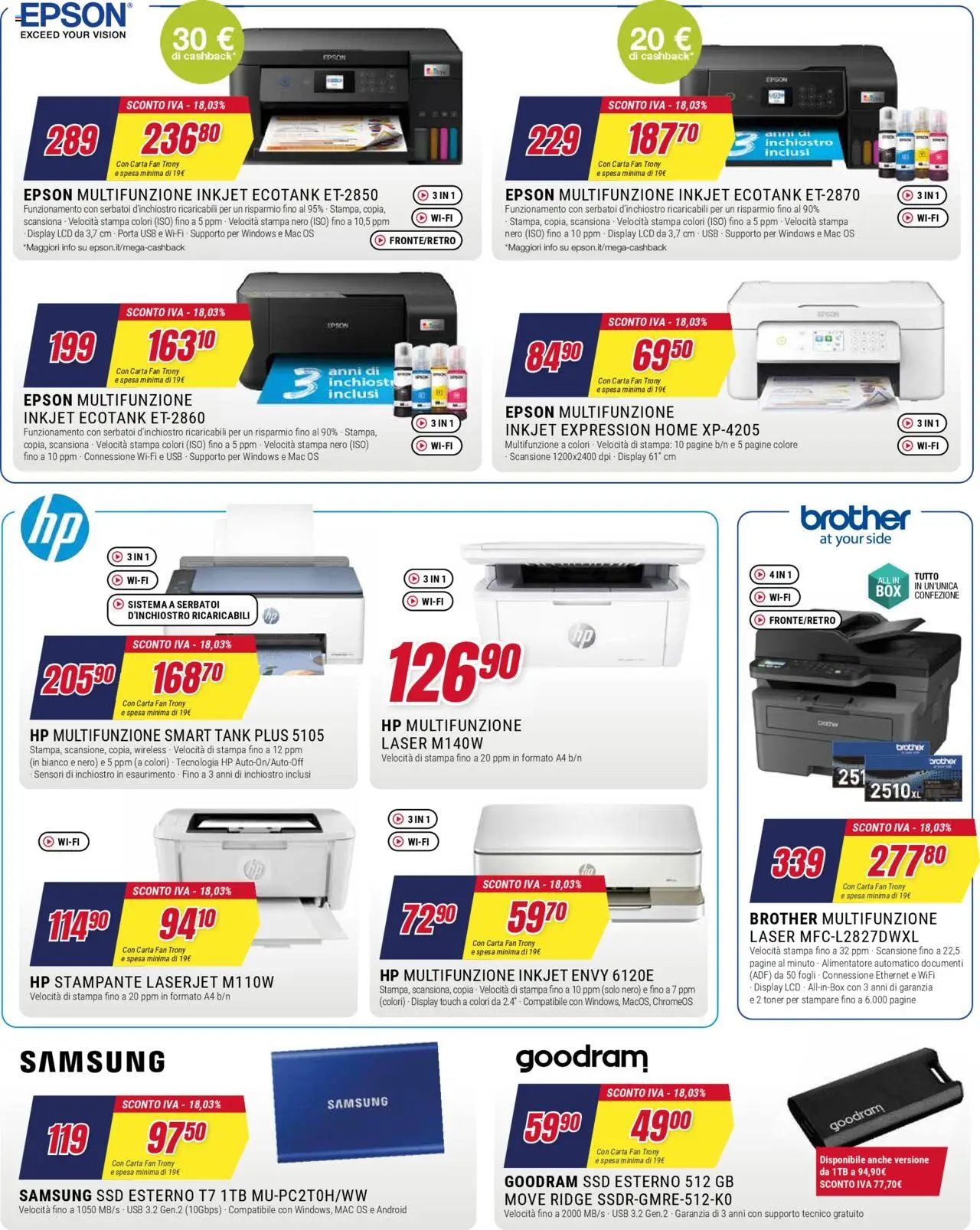 Volantino Trony del 02.10.2025 | Pagina: 28 | Prodotti: Stampante, USB, Toner, Stampa