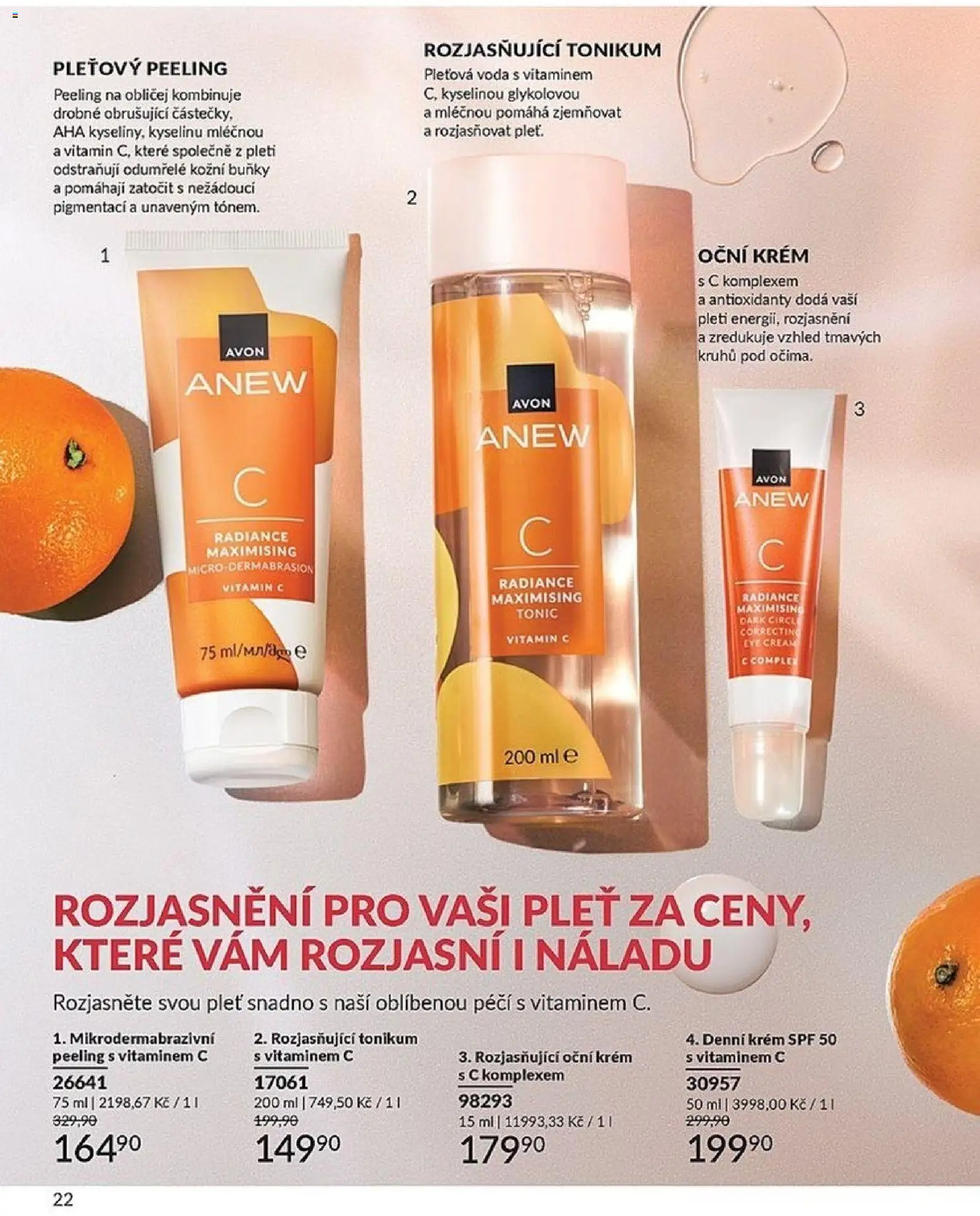 Avon katalog 1/2026 od 01.01.2026 | Strana: 22 | Produkty: Vitamin c, Voda, Krém, Peeling