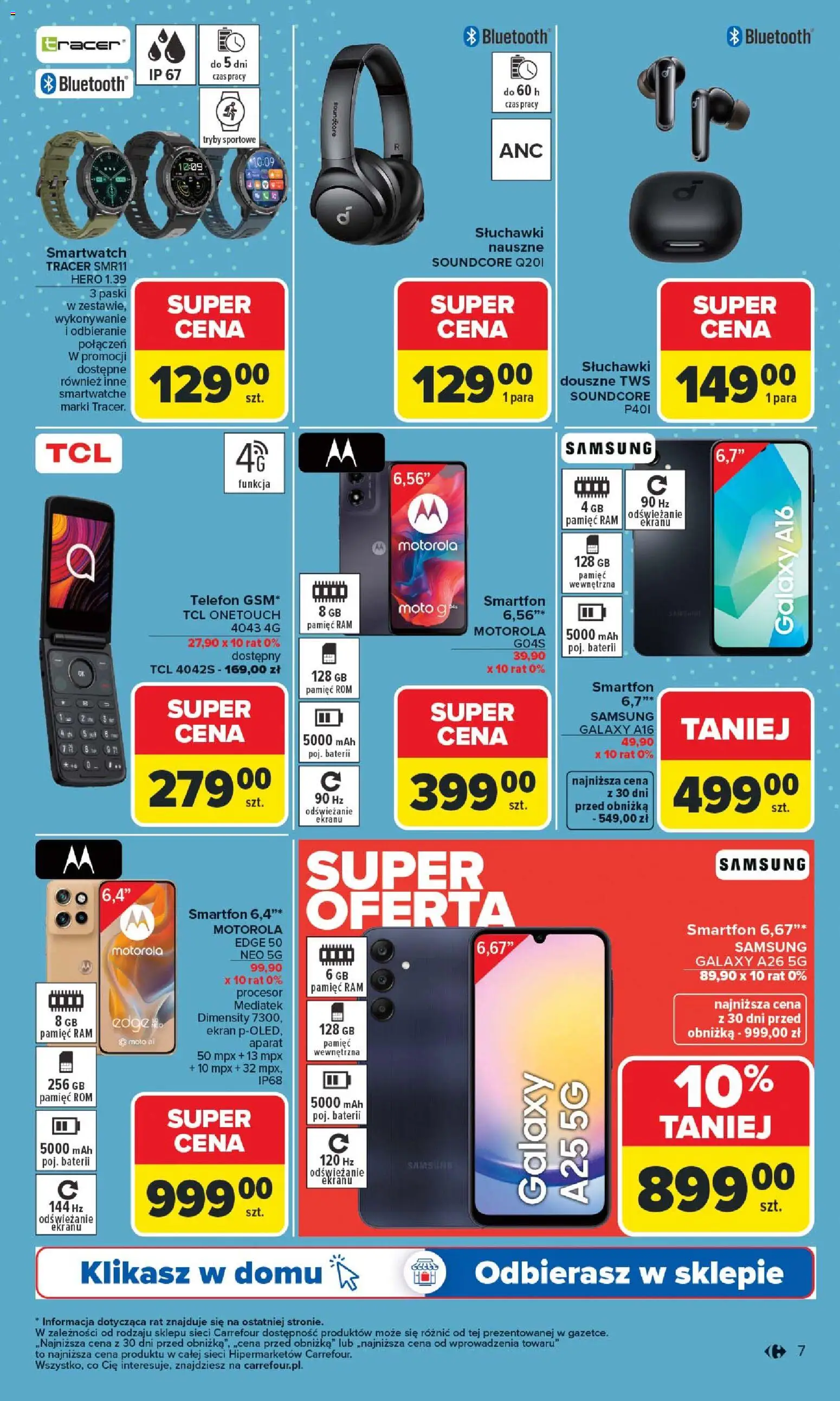 Carrefour Gazetka - Multimedia od 02.02.2026 | Strona: 7 | Produkty: Telefon, Smartfon, Słuchawki, Smartwatch