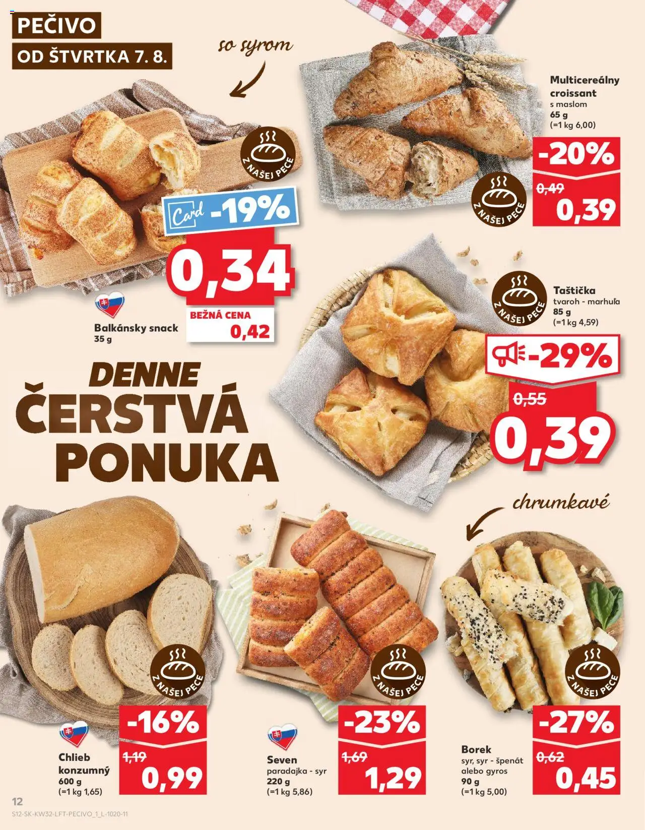 Kaufland SK akciós ujság - amely érvényes a következő dátumtól: 07.08.2025 | Oldal: 12 | Termékek: Croissant, Só