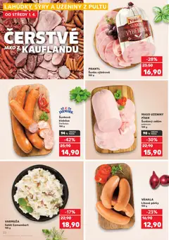 Náhled letáku VARMUŽA Salát Camembert, Salát Camembert 100 g od 01.04.2026 | Strana: 22 | Produkty: Šunka, Párky, Sýry, Uzeniny