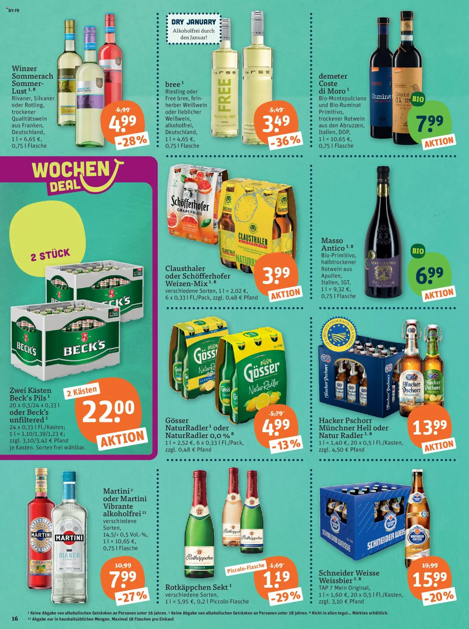 Tegut Prospekt – gültig ab 16.01.2026 | Seite: 18 | Produkte: Martini, Weißbier, Sekt, Pils
