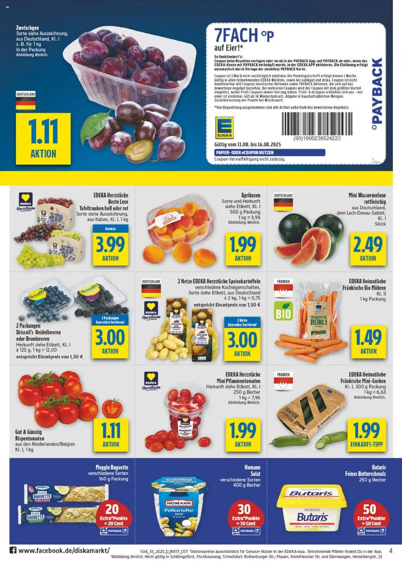 Diska Prospekt 	 - gültig ab dem 11.08.2025 | Seite: 4 | Produkte: Butterschmalz, Eier, Baguette, Salat