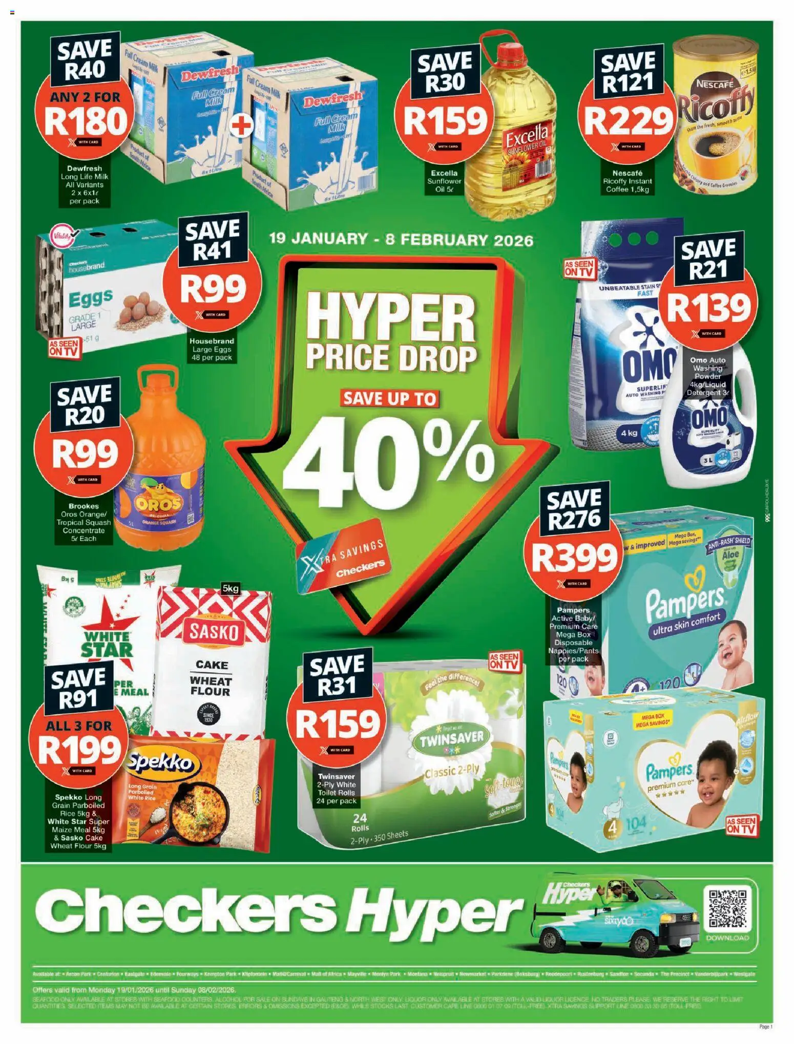 New Checkers catalogue – valid from 19.01.2026 | Page: 1 | Products: Cake, Toilet, Oil, Cream