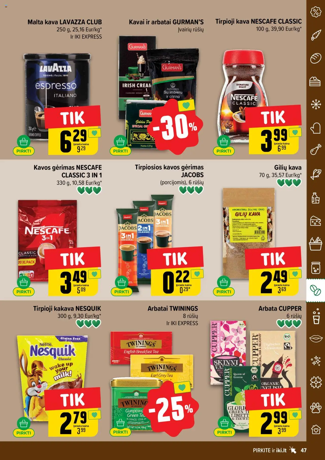IKI - Leidinys│galioja nuo 04.08.2025 | Puslapis: 47 | Prekių: Tirpioji kava, Kava, Arbata