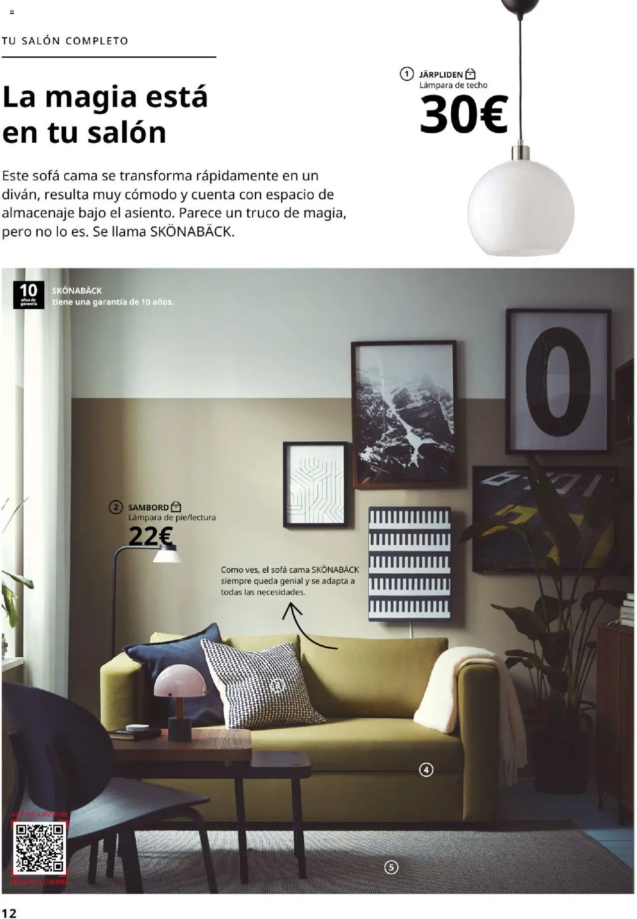 Catálogo IKEA Salones │ válido desde el 17.02.2025 | Página: 12 | Productos: Lámpara de techo, Sofá cama, Sofá, Lámpara