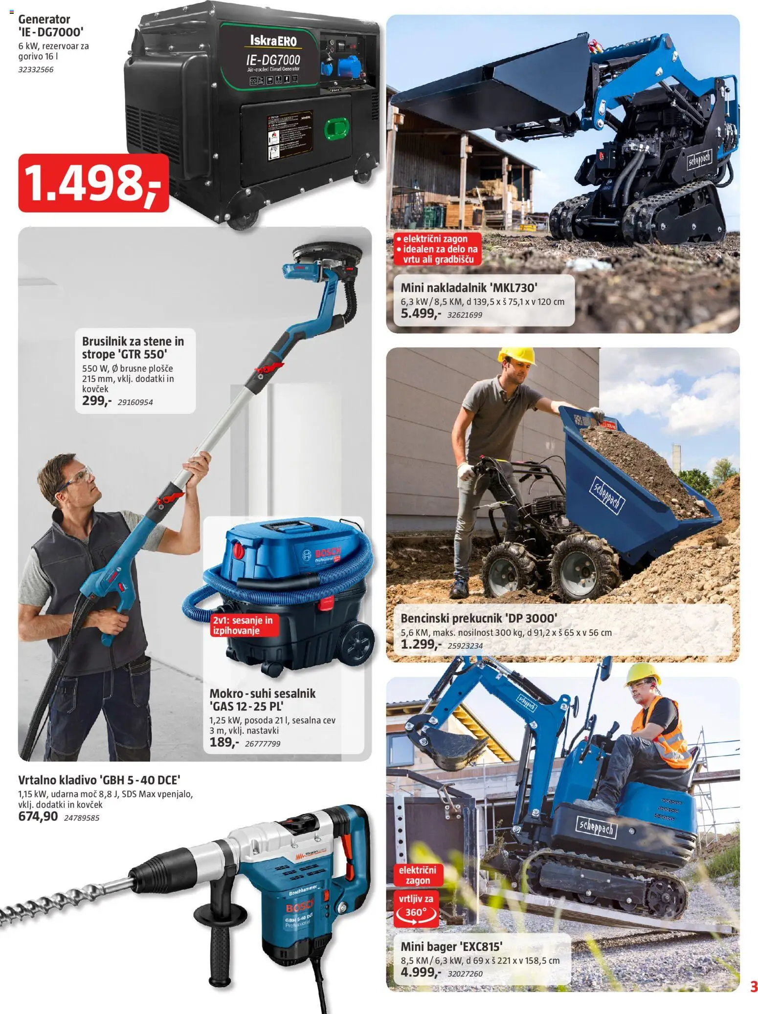 Novi Bauhaus katalog ponudbe – veljaven od 05.03.2026 | Stran: 3 | Izdelki: Sesalnik, Generator, Kovcek, Kladivo