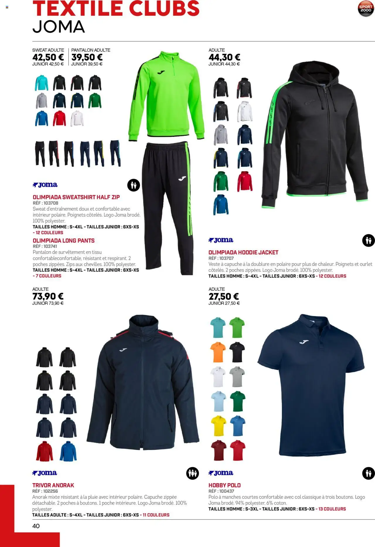 {H1} | Page: 40 | Produits: Polo, Veste, Pantalon