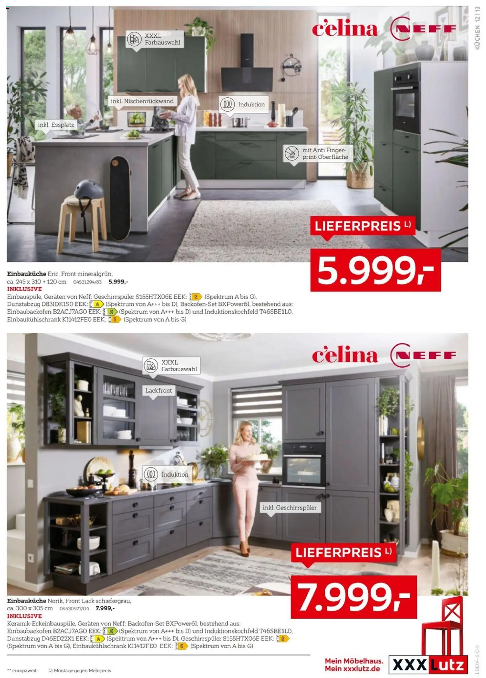XXXLutz Nr. 1 bei Küchen – gültig ab 11.04.2026 | Seite: 13 | Produkte: Geschirrspüler, Einbauküche, Dunstabzug, Kuchen