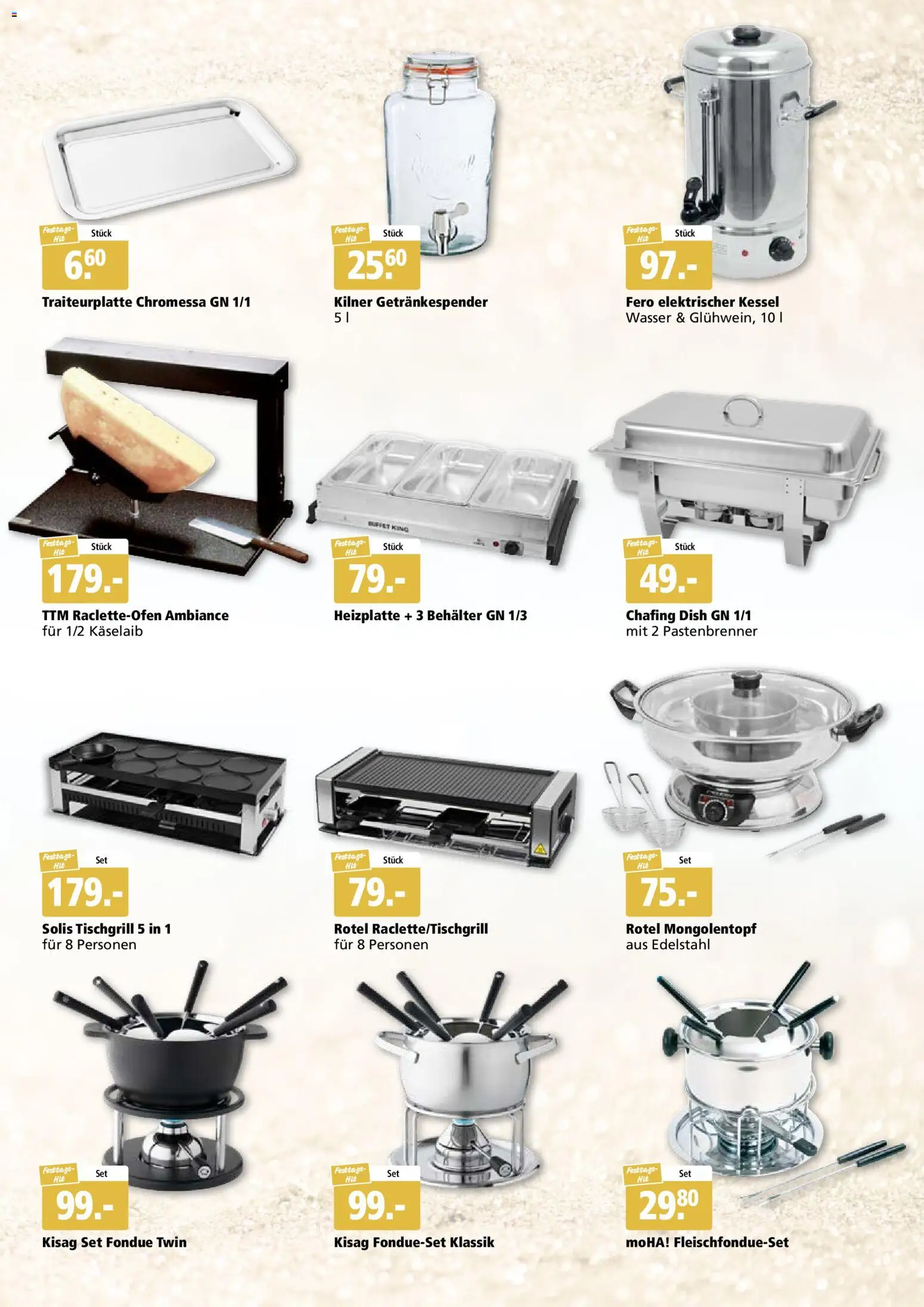 Aligro Aktionen Festtags-Hits Schlieren, Gossau SG, Frauenfeld, Rapperswil-Jona, Sargans, Bern, Brüttisellen, Pratteln, Emmen, Spreitenbach – gültig ab 03.11.2025 | Seite: 13 | Produkte: Wasser, Fondue, Kessel